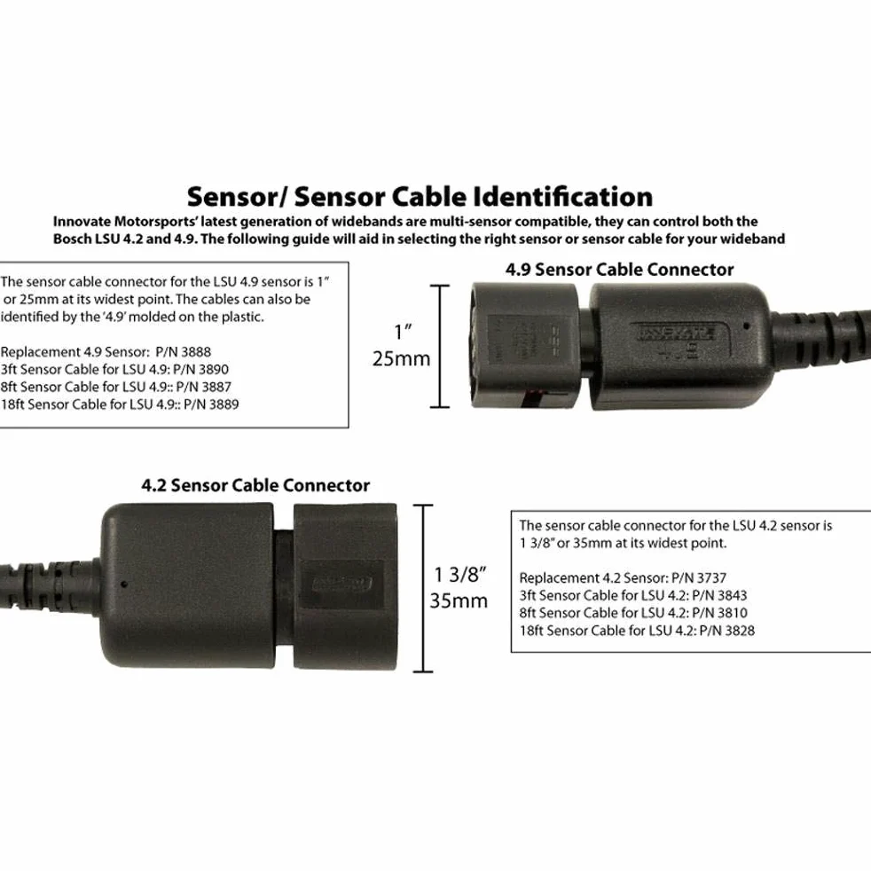 Innovate 3888 Bosch LSU 4,9 Sensor de O2 de banda ancha, Negro
