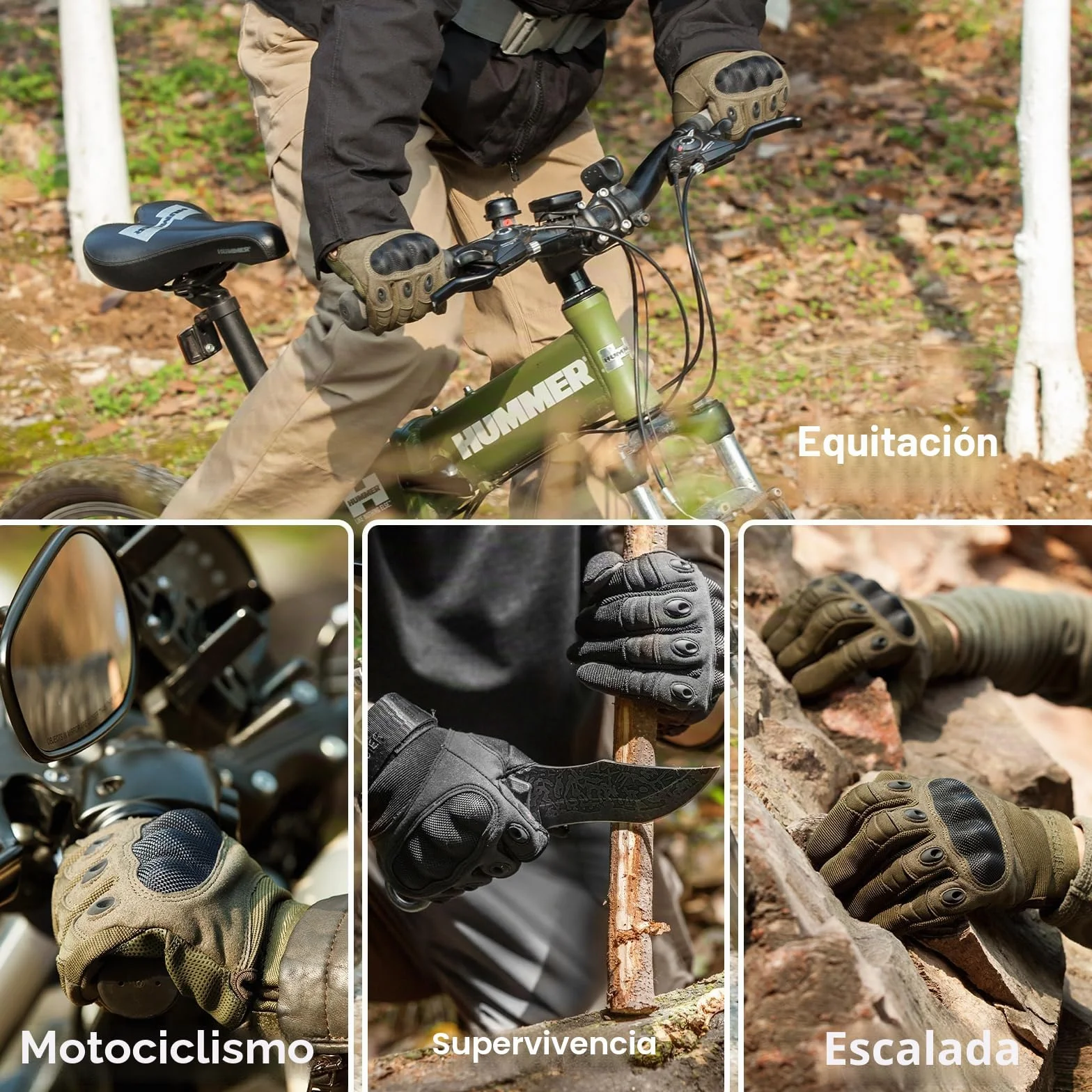 FREE SOLDIER Guantes Moto Verano Hombre Tacticos Militares Combate Deportes Aire Libre Escalada Ciclismo MTB Airsoft Paintball Senderismo Trabajo