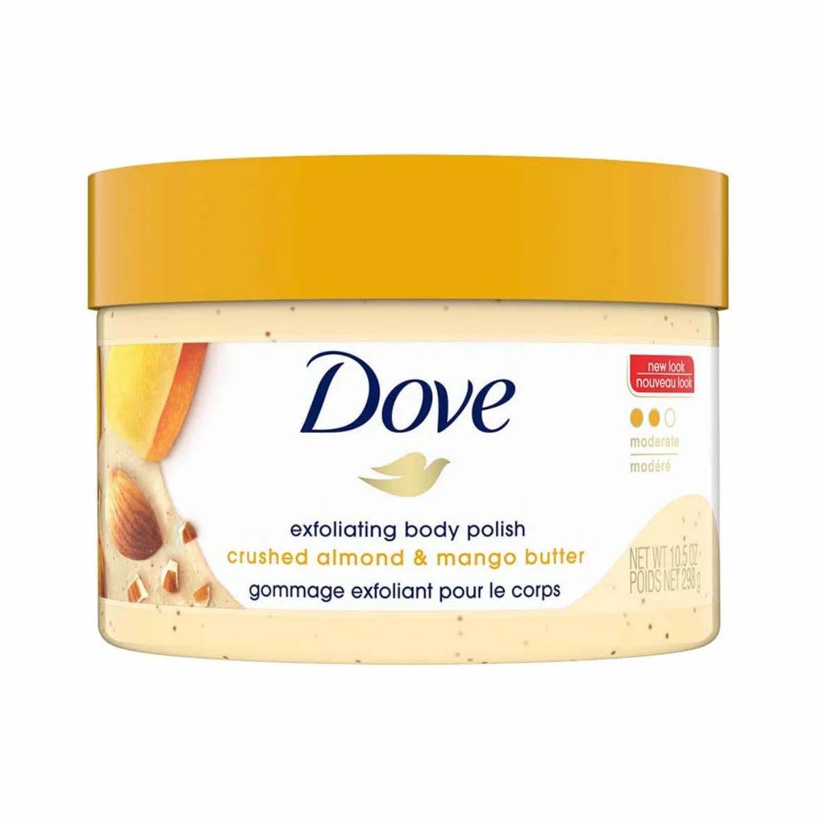 Dove Exfoliante corporal Body Polish piel seca almendras molidas mantequilla de mango exfolia hidrata aroma