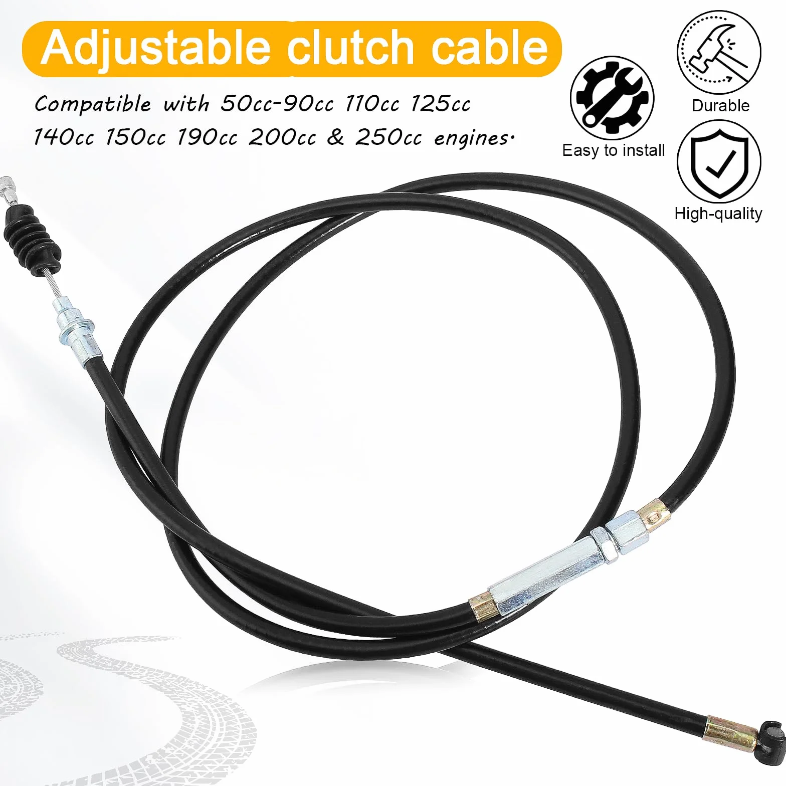 Cable de embrague ajustable negro de 50 pulgadas para 50 cc90 cc 110 cc 125 cc 140 cc 150 cc 200 cc 250 cc motocicleta ATV quad scooter Go Kart ciclomotor Pit Dirt Bike triciclo Buggy Apollo