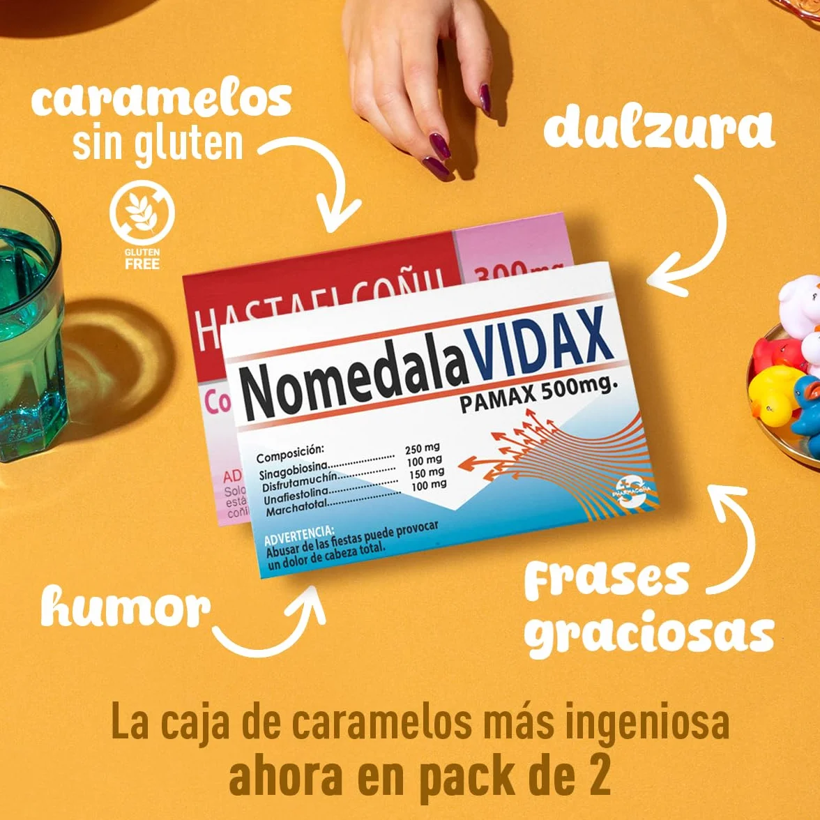 PHARMACOÑA HASTAELCOÑIL NOMEDALAVIDAX Pack 2 Cajas Caramelos de Broma Divertidos Regalos Graciosos para Adultos