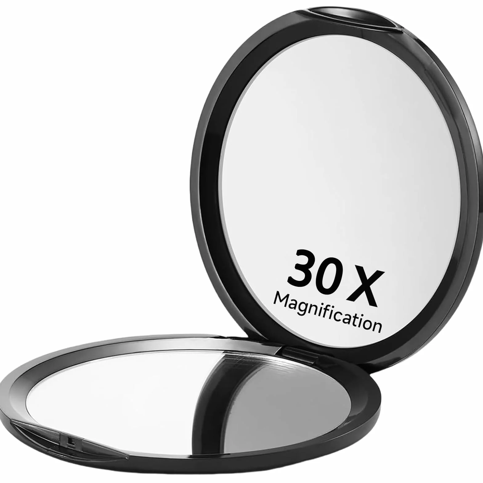 Espejo de Bolsillo Compacto con Aumento 1X/30X, Ideal para Viajar, Espejo de Maquillaje (Negro)