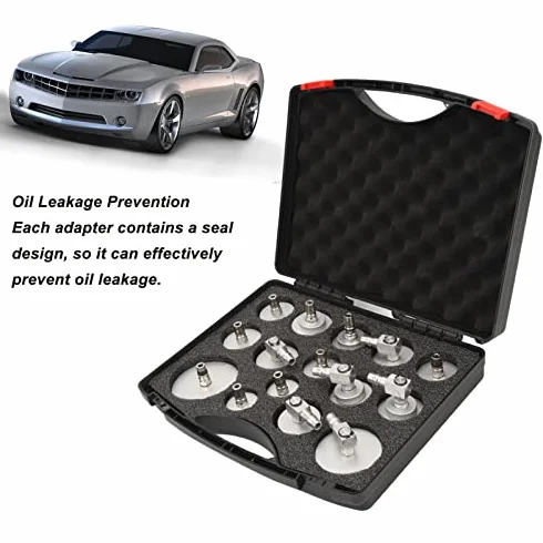 Adaptador Purga Frenos, Universal a Prueba de Fugas y Fácil de Usar Kit Cilindro Maestro 15 Piezas for Profesionales Bricolaje Automóviles Motos Camiones Talleres
