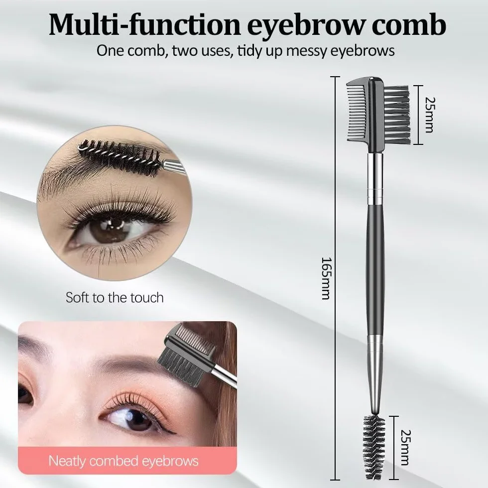 Cepillo para pestañas y cejas peine separador espoolie herramientas de maquillaje ojos juego 3 piezas