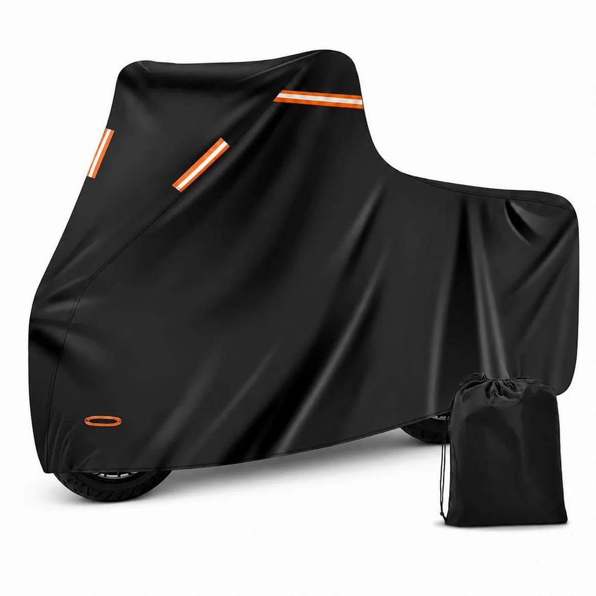 Funda Moto Impermeable Exterior Todas Las Estaciones, Cubierta de Moto Oxford con Orificio Antirrobo, Hebilla Cortaviento, Ventilación, Tiras Reflectantes y Bolsa