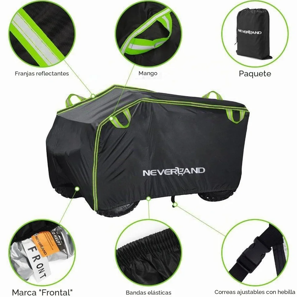 Neverland Funda Quad,210x120x115cm Impermeable Cubierta para ATV Cover Exterior con Tafetán de Poliéster Agujeros para la Cerraduracubre para Quad Protección contra la Lluvia Nieve Polvo Granizo Sol