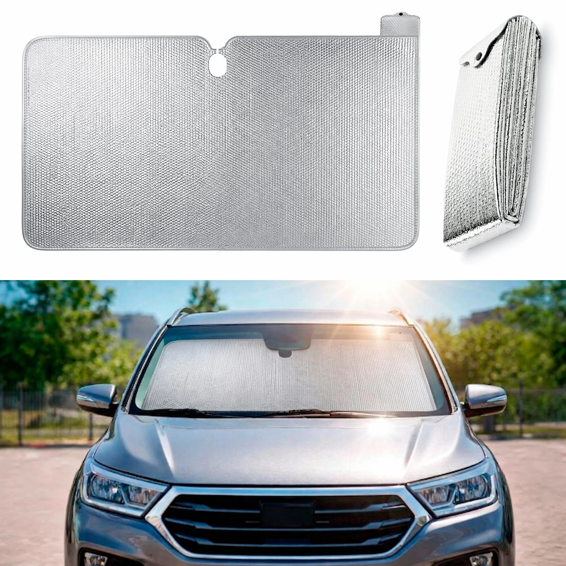Parasol Coche Delantero Plegable Universal 140x80 cm Protector Solar Parabrisas Protección UV