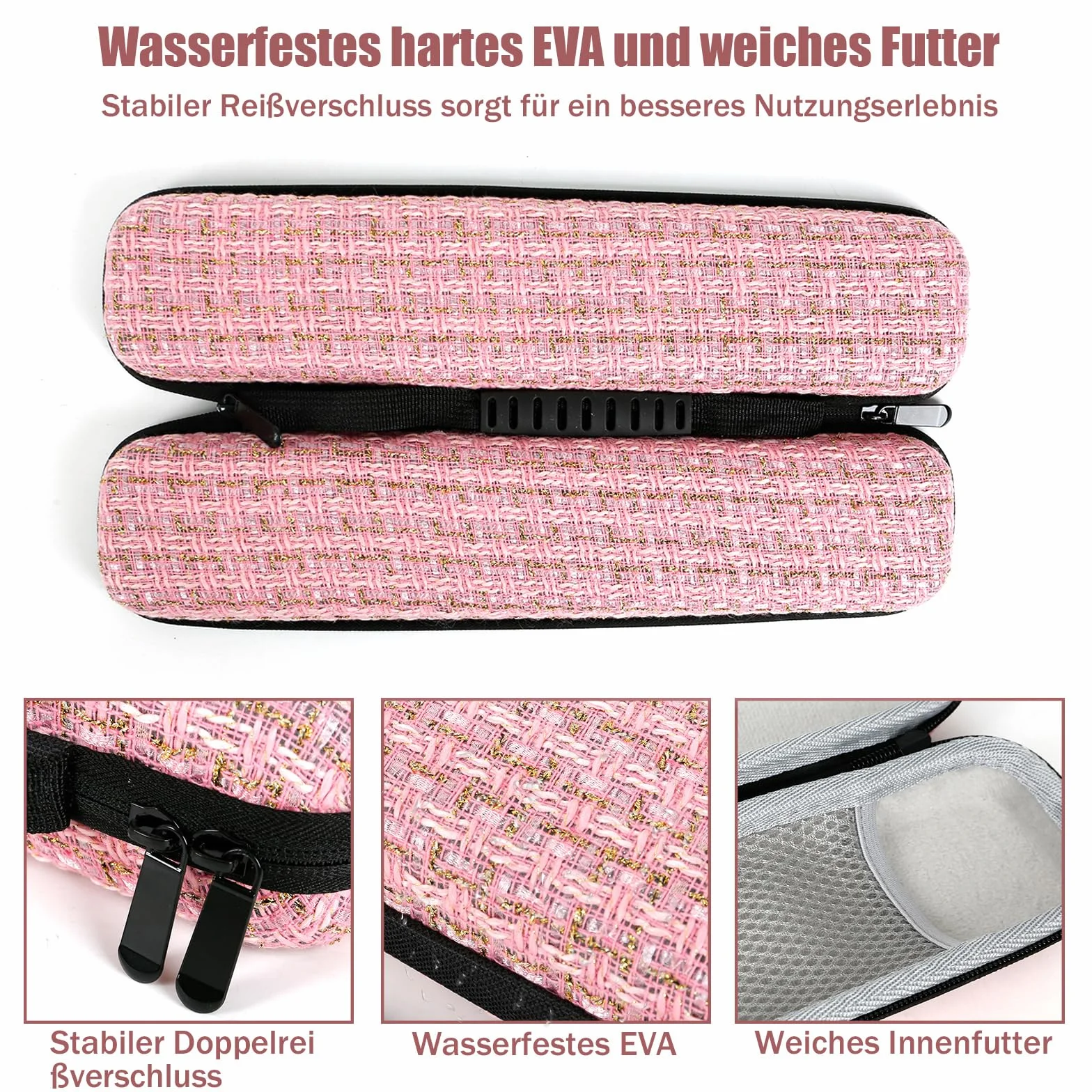 Portátil bolsa de almacenamiento EVA para plancha de pelo, carcasa rígida maleta doble cremallera