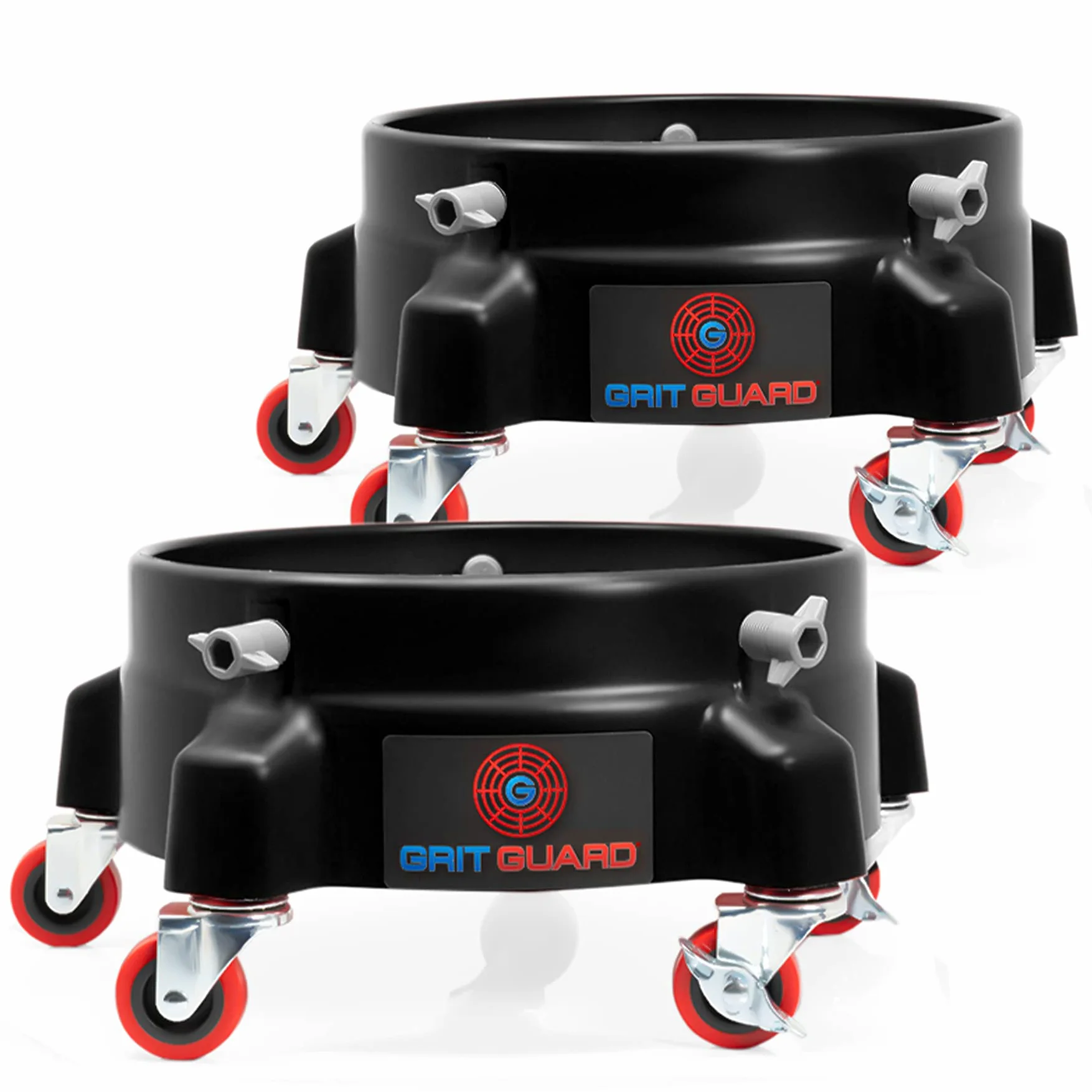 detailmate Juego de 2 cubos GritGuard Bucket Dolly, color negro, accesorios para el lavado profesional del coche, cubo de limpieza ideal para lavado de coches, moto, cuidado del coche