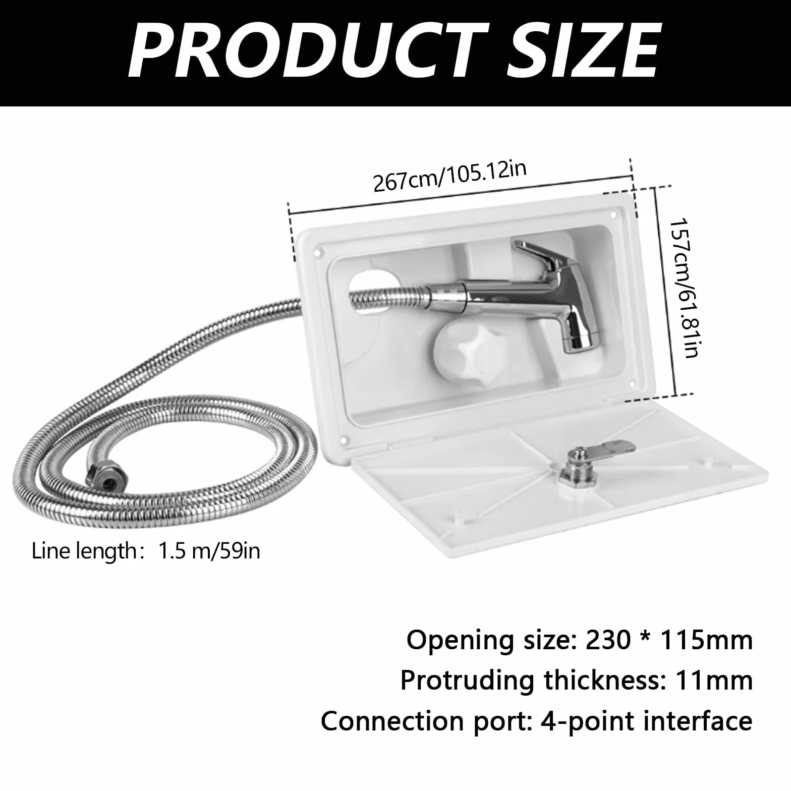 Ducha Para RV, Ducha Al Aire Libre Para Autocaravanas, Kit De Caja De Ducha Con Interruptor De Frío Y Calor Con Cerradura, Ducha De Camping Para Autocaravana Marina Caravana- Blanco