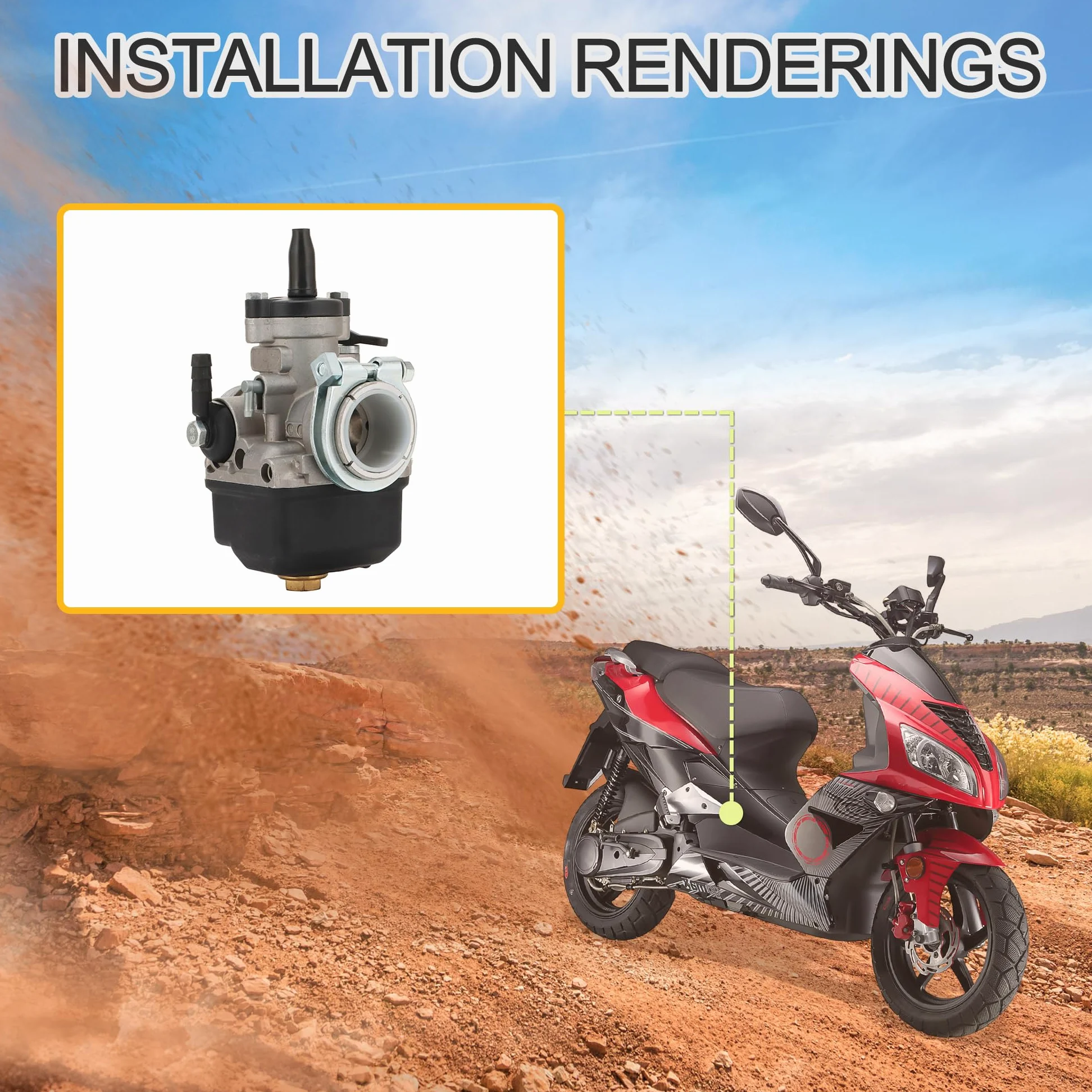 GOOFIT Carburador De 22mm Phbl 22as Reemplazar Para Dellorto 2-Stroke 50-300cc Engine Scooter ATV UTV Dirt Pit Bike