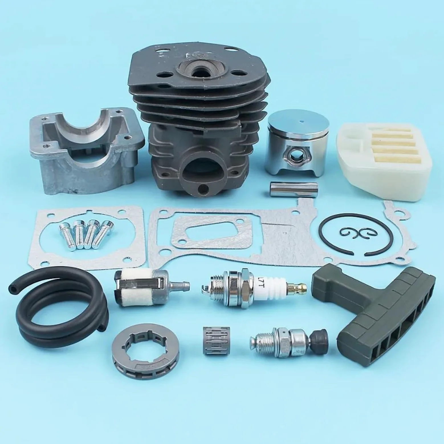 Kit De Juntas De Cárter De Motor De Pistón De Cilindro De 44 Mm para Motosierra para Jonsered CS 2141, 2145, 2149, 2150 Y 2152, con Revestimiento Nikasil. Más Piezas De Reparación.