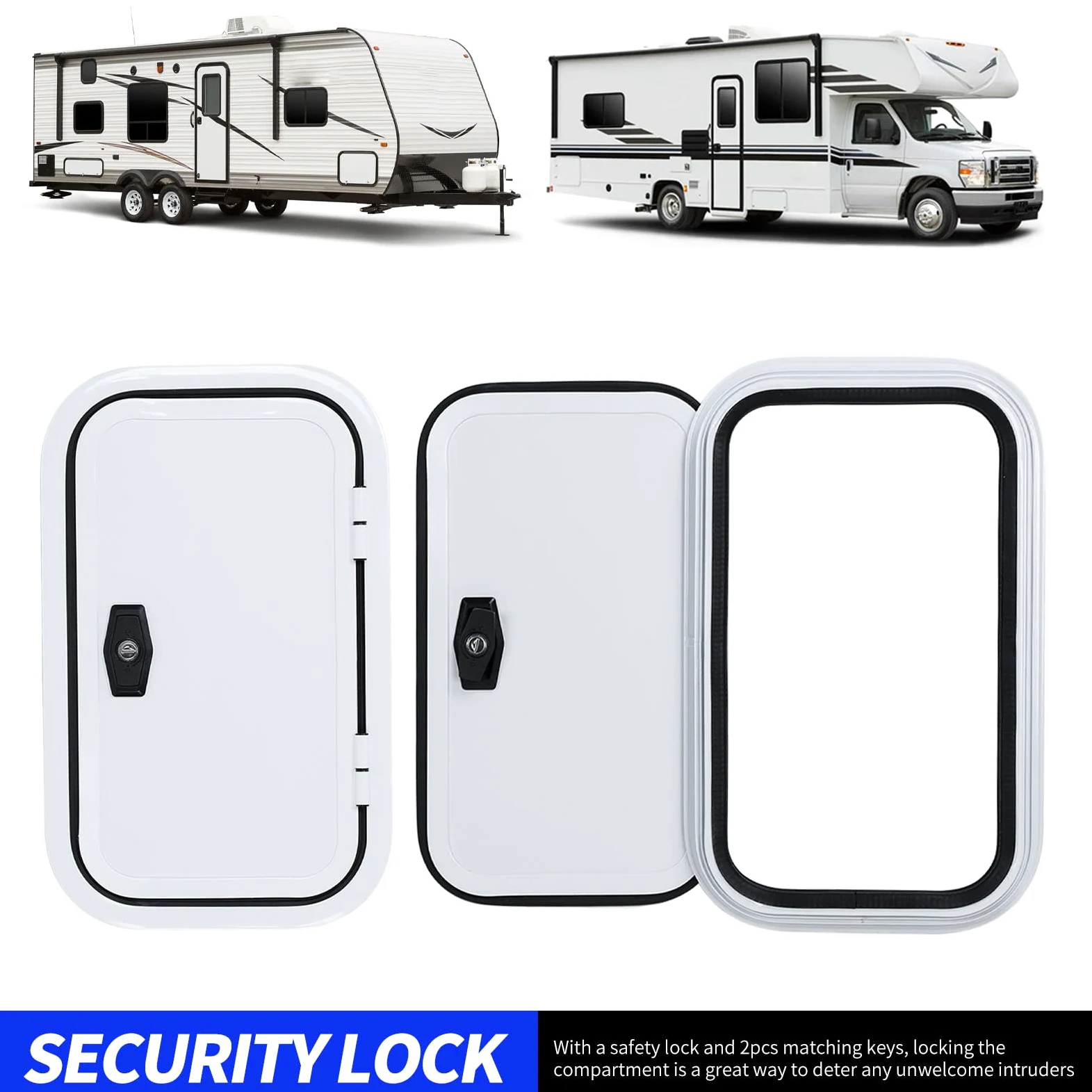 Puerta de Acceso para Vehículos Recreativos, Puerta de Alenamiento de Equipaje de Esquina Redondeada con Sellado H500 W400mm para Autocaravana