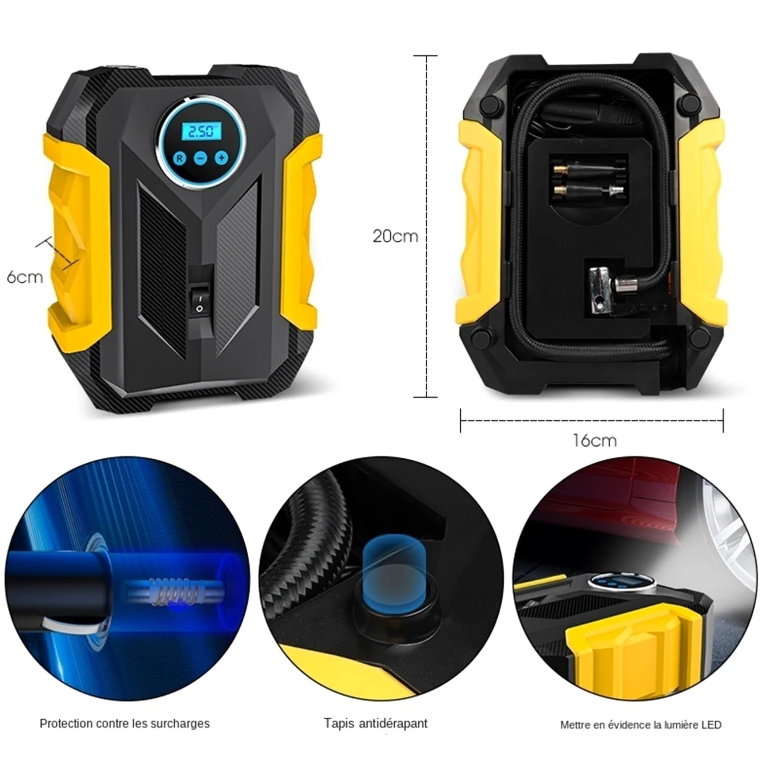 Compresores de Aire portátiles Compresor de Aire portátil para automóvil, Bomba de inflado de neumáticos Digital, lámpara LED, compresor para Motocicleta y Coche Inflador Ruedas Coche
