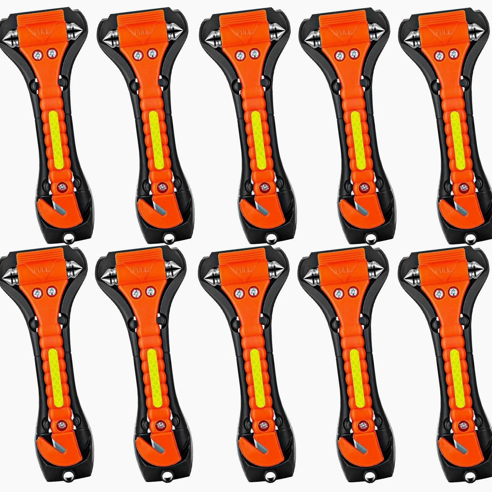 Paquete de 10 martillos de seguridad para coche, herramienta de escape de emergencia para ventana de coche rompevientos y cortador de cinturón de seguridad para rescate familiar, kit de
