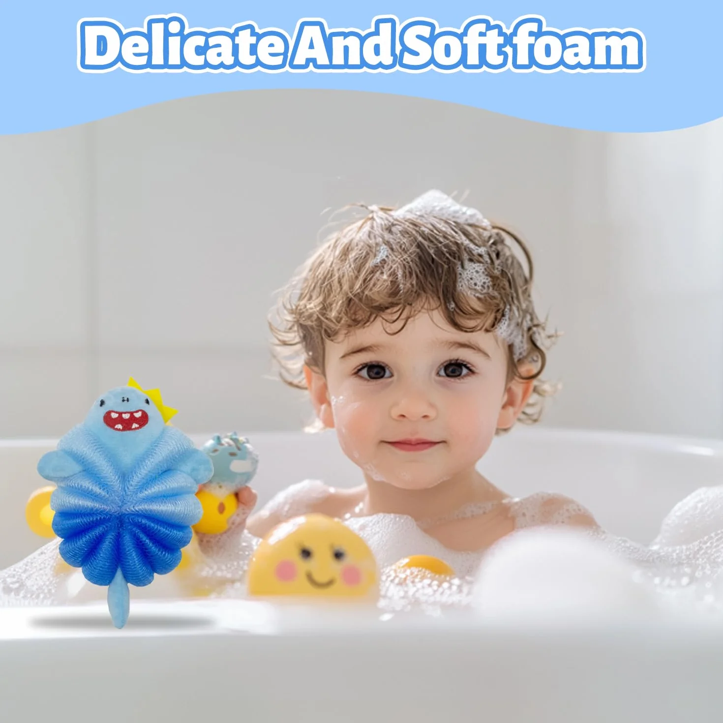 Esponjas de Baño Infantiles con Motivos Animales Tiburón y Rana