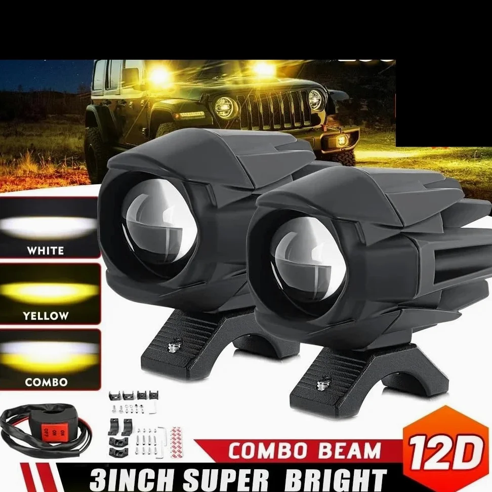 Faros Compatible con Kawasaki Car SUV ATV12D, focos LED auxiliares para motocicleta, faros delanteros para Moto, luces antiniebla, intermitentes Faro Compatible(P1 2 PCS Light)