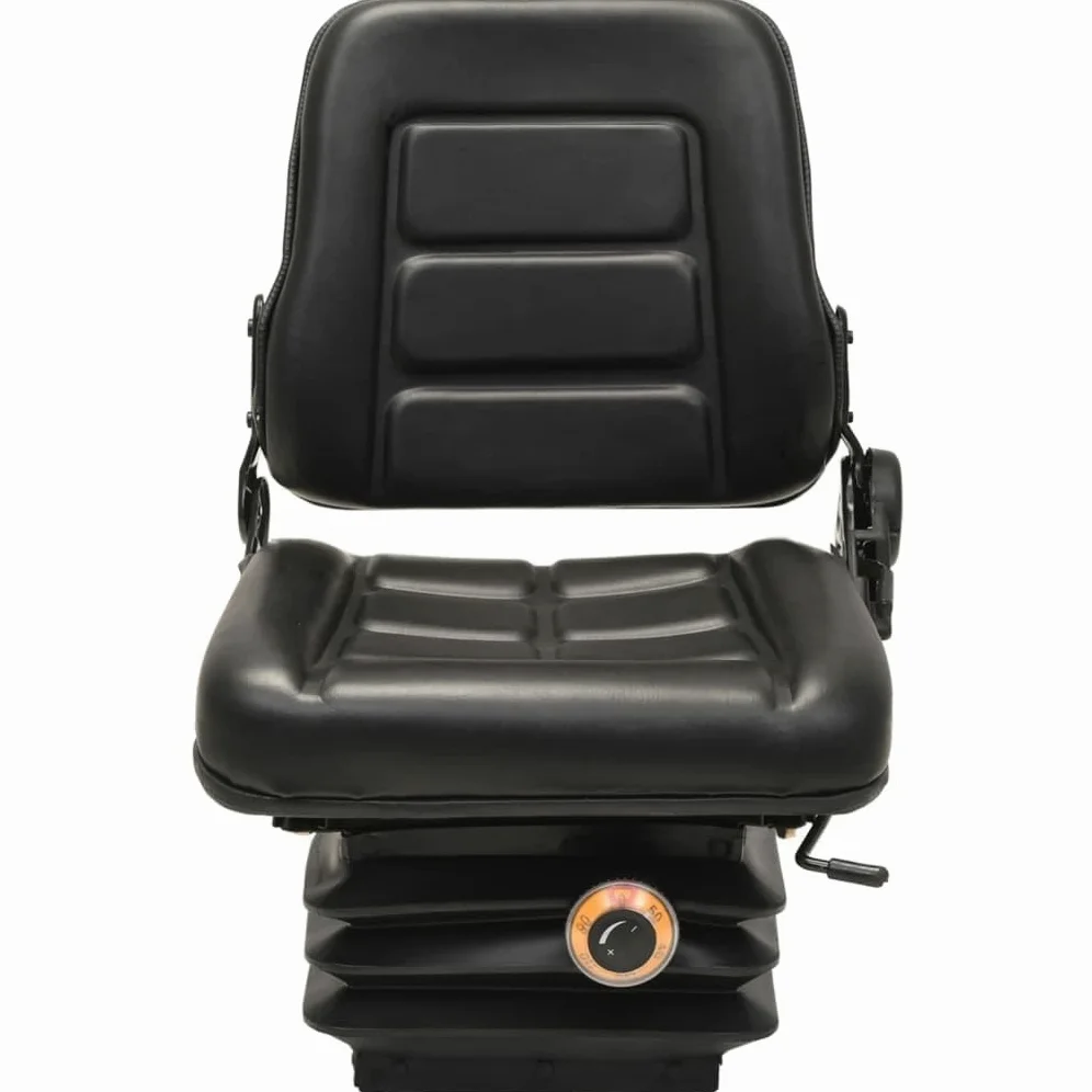 vidaXL Asiento de tractor con suspensión respaldo ajustable negro