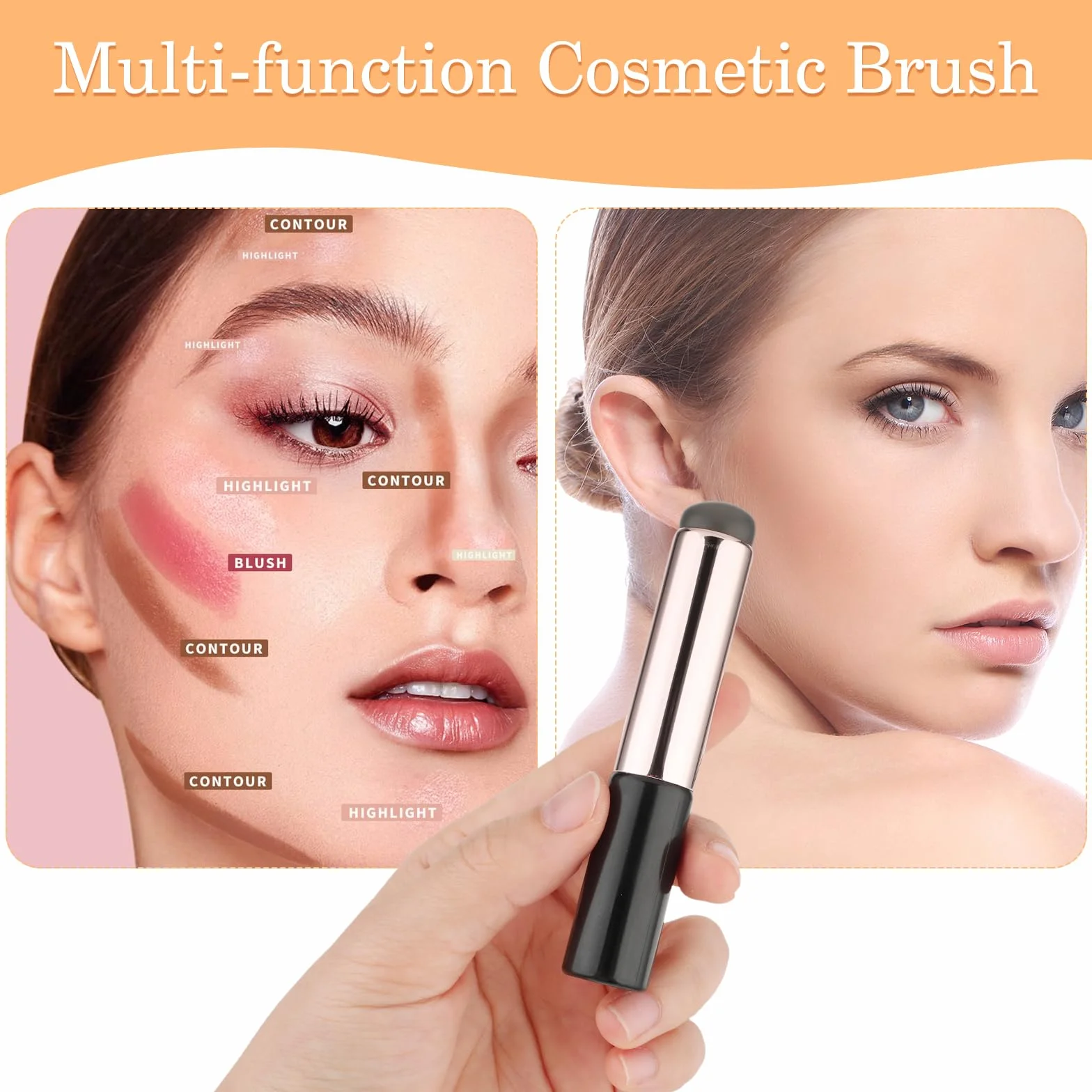 Amabro 2 brochas de maquillaje de silicona reutilizables cabeza redonda alta elasticidad labios brillo aceite máscara