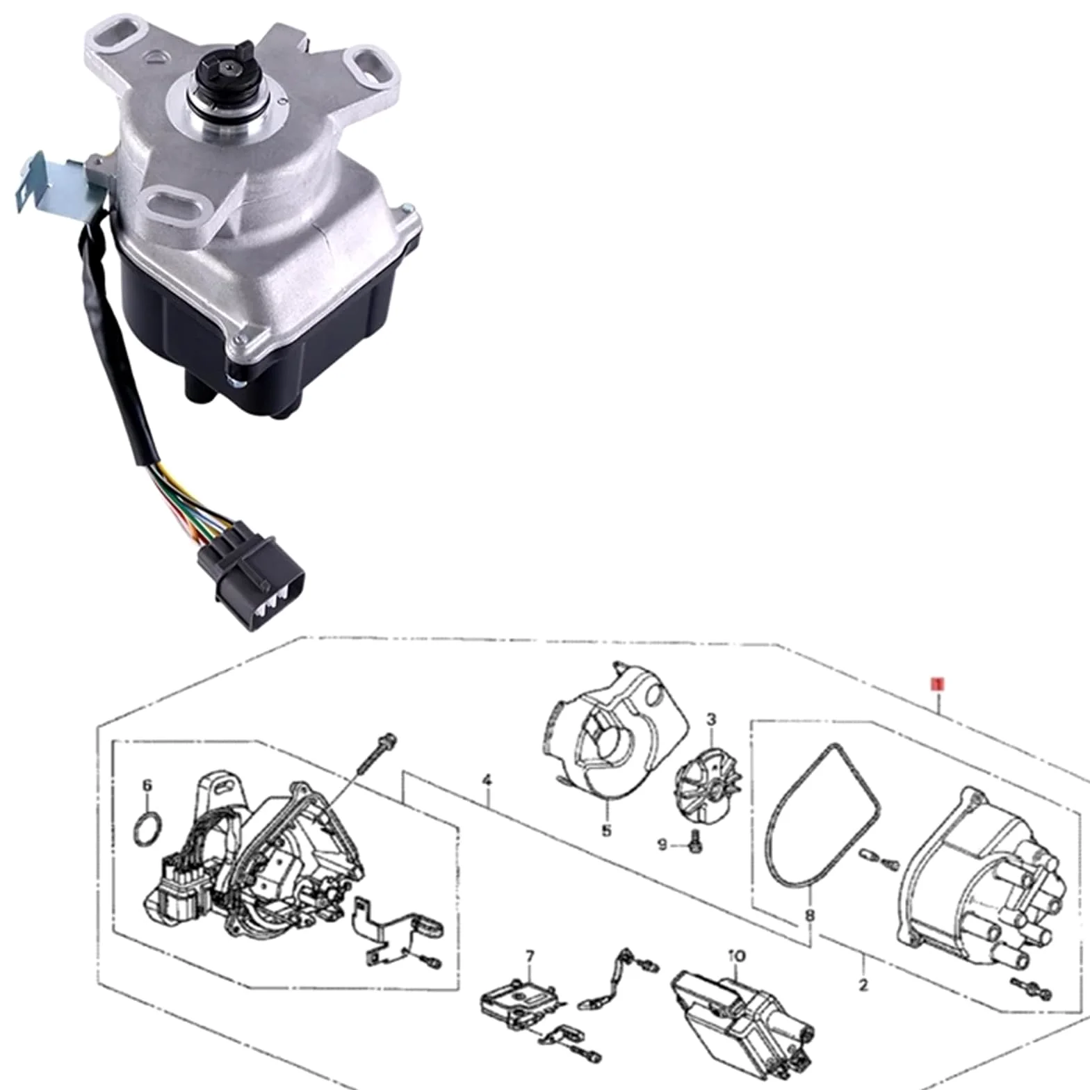 Conjunto De Distribuidor De Encendido Automotriz Snorvixre 30100-Pel-J01 Td63U Repuesto 30100-Pe1-J01.