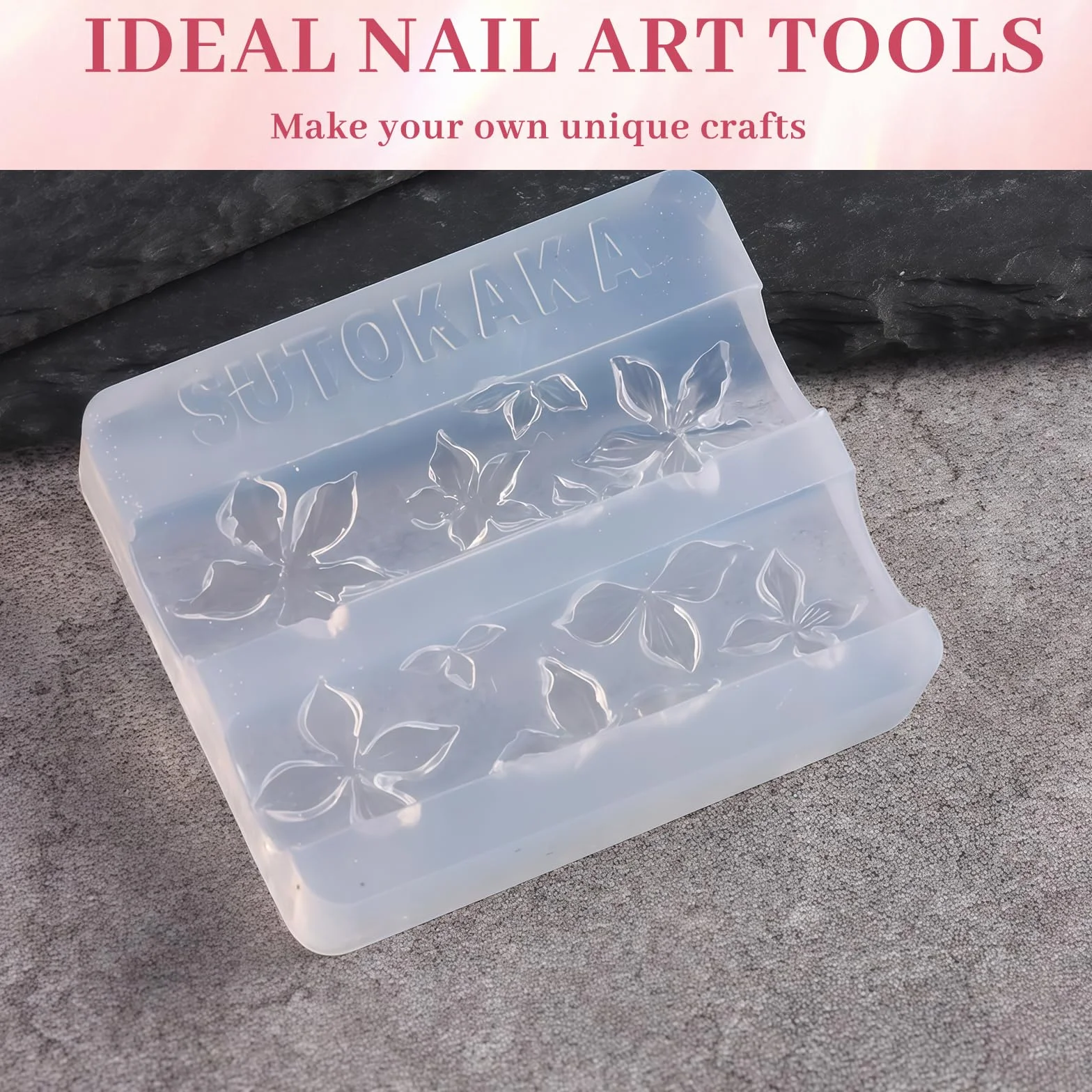 Nails Mold, Molde de estampado de uñas de silicona de flores, Sello de uñas 3D para manicura DIY