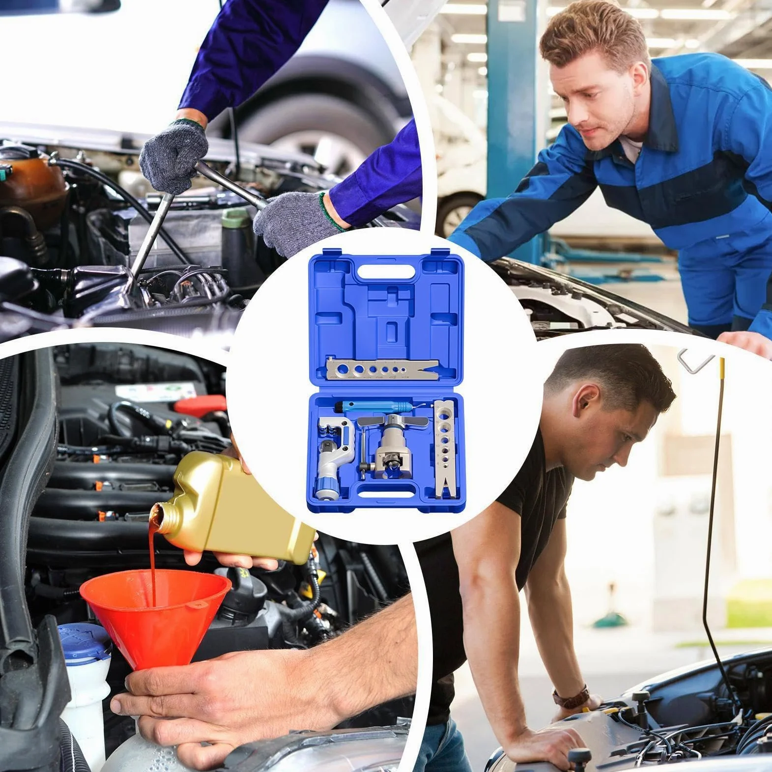 Genérico Kit Abocardador Frenos Set De Reparación De Tubos Automóvil | Herramienta Abocinadora Para Frenos Automóvil Coche Para Garaje Taller Industria Hogar Exterior Automóvil Camión