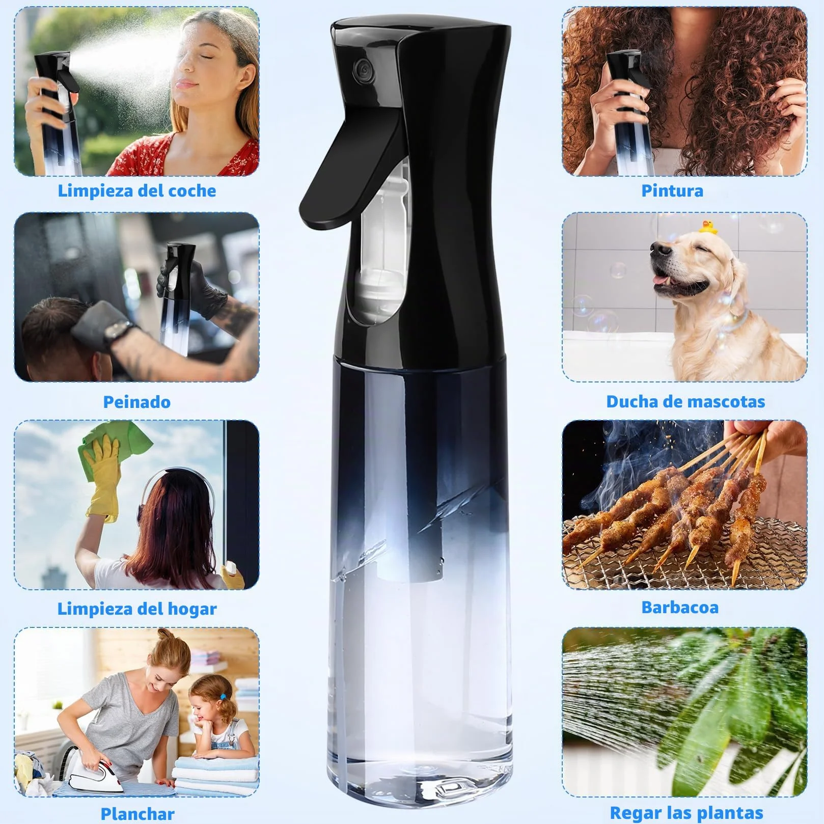 Pulverizador Agua Peluqueria 300ml Bote Spray Niebla Continua Vacíos