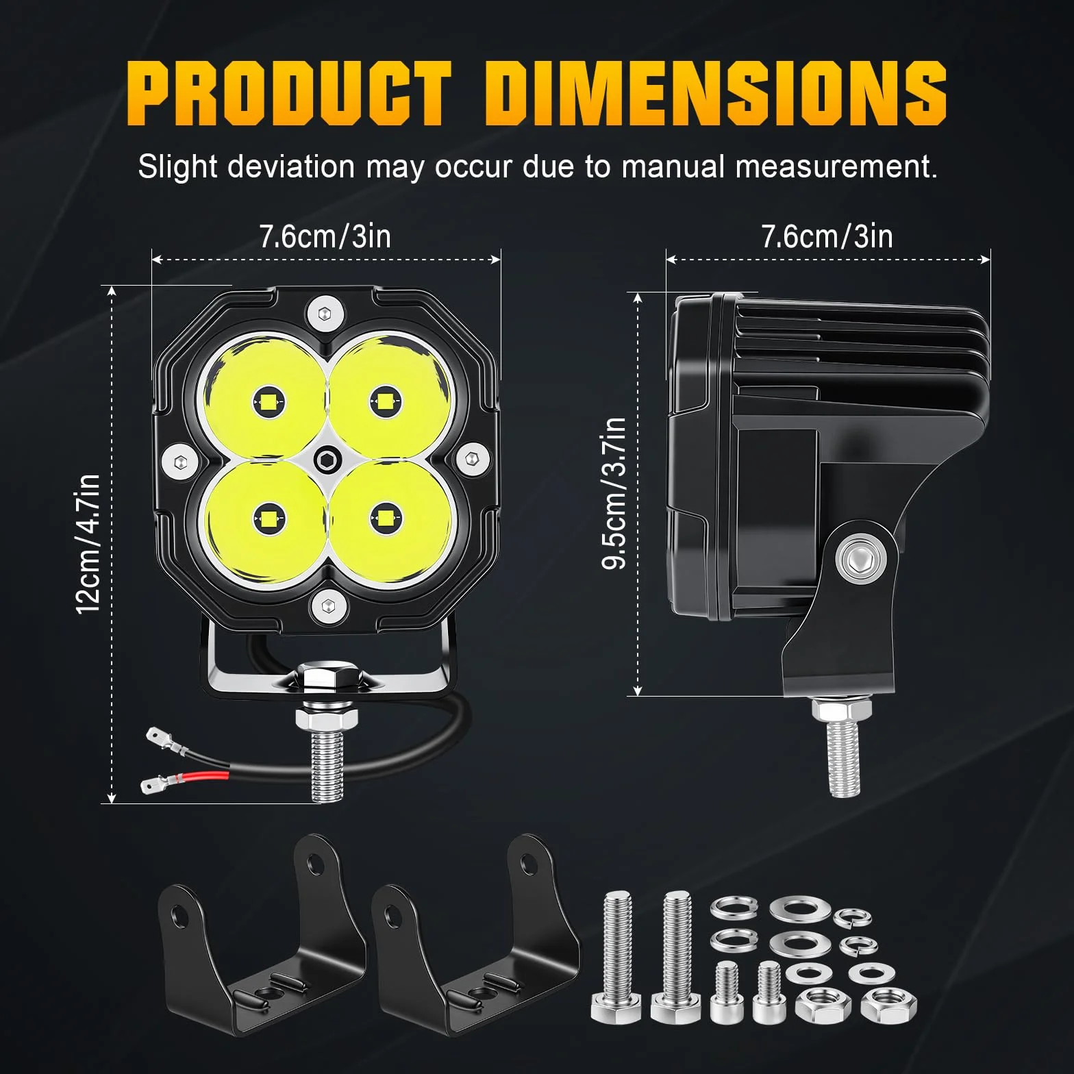 RIGIDON 2 Pcs Mini faros trabajo led, 3 pulgadas 30W 3000LM Focos Led Tractor 12V 24V Spot lámpara trabajo para 4x4 Coche Camión Barco Off Road ATV UTV SUV 4WD Todoterreno, 6000K Blanco