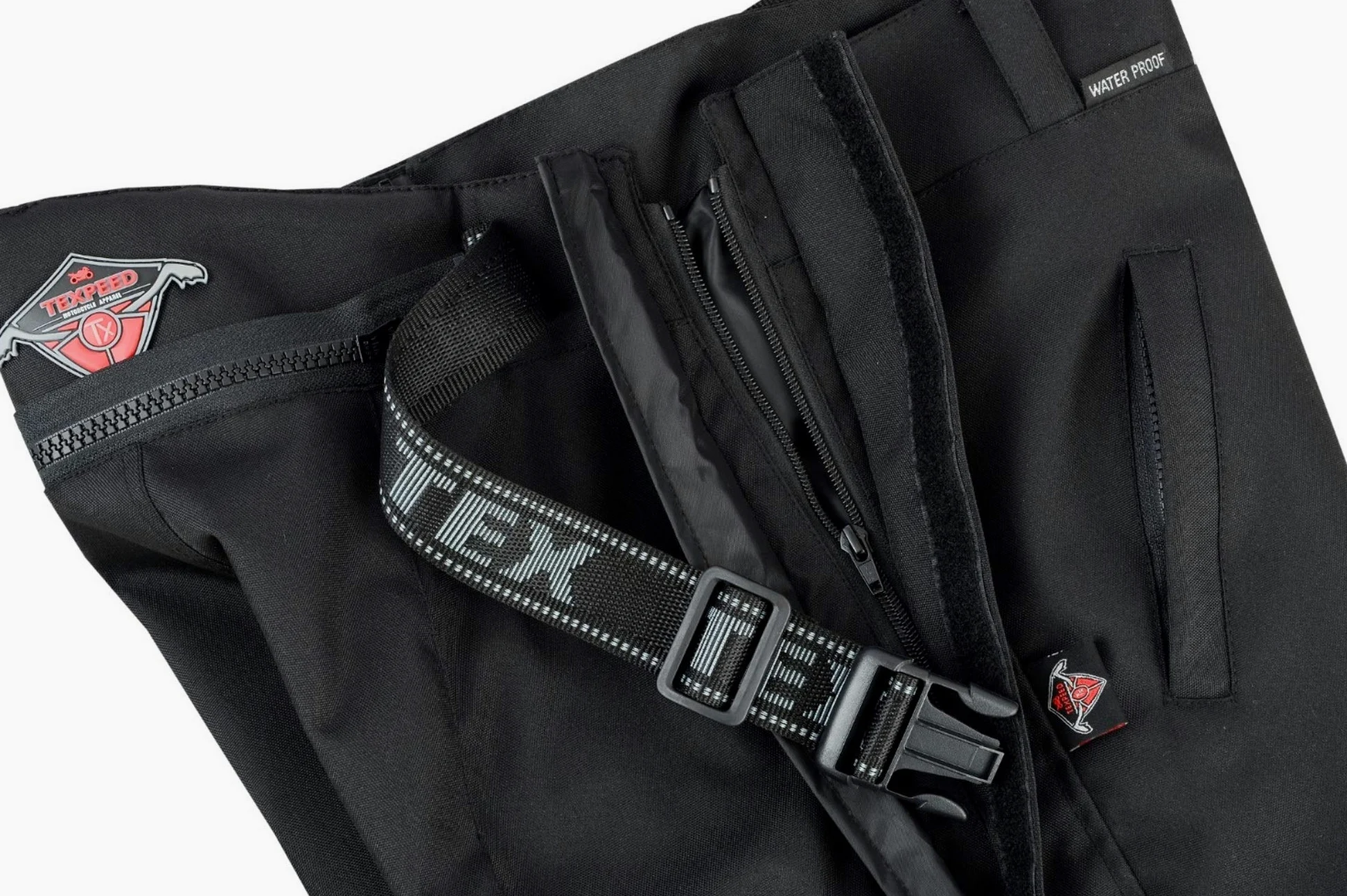 Texpeed Cubre pantalón moto verano/invierno - Sobre pantalones con cremalleras a lo largo de toda la pierna - Impermeables - Negro L Cintura/Pequeño Pierna