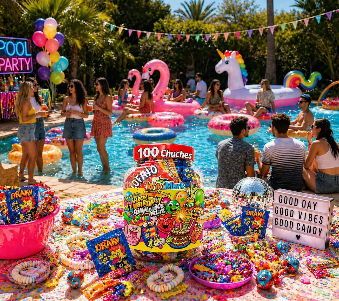 Bote 100 Chuches Surtidas para Cumpleaños y Piñatas | Caramelos Variados Infantiles | Golosinas para Fiestas, Candy Bar y Bolsas de Regalo | Mix Dulces Sin Gluten y Sin Leche