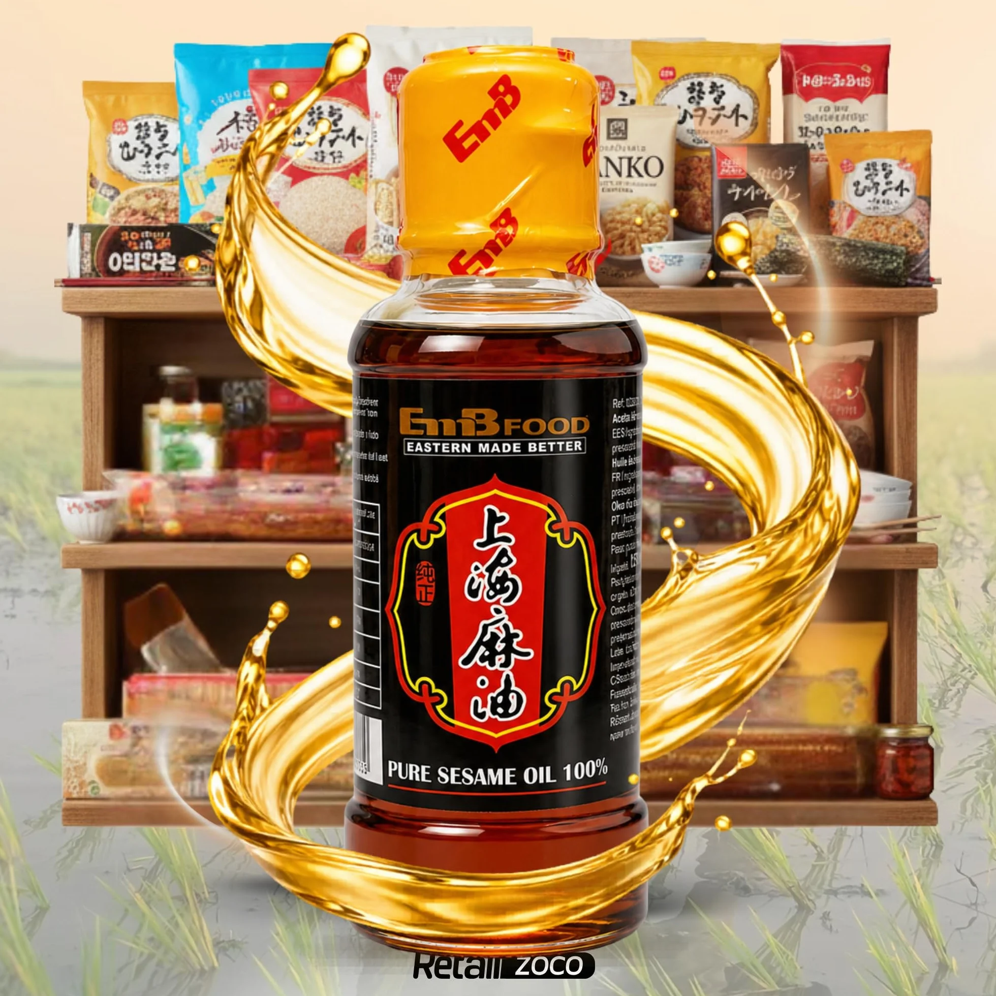 Aceite de Sésamo Puro 100% Tostado, 150 ml, para Wok, Ramen, Sushi