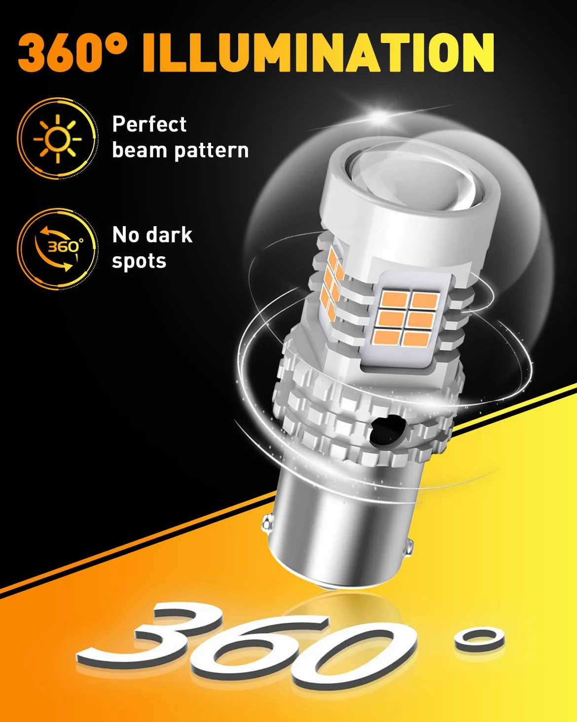 Carphone Warehouse OXILAM 7507 PY21W BAU15S - Bombillas LED ámbar amarillo 2800LM para luces intermitentes con resistencia de carga integrada, C