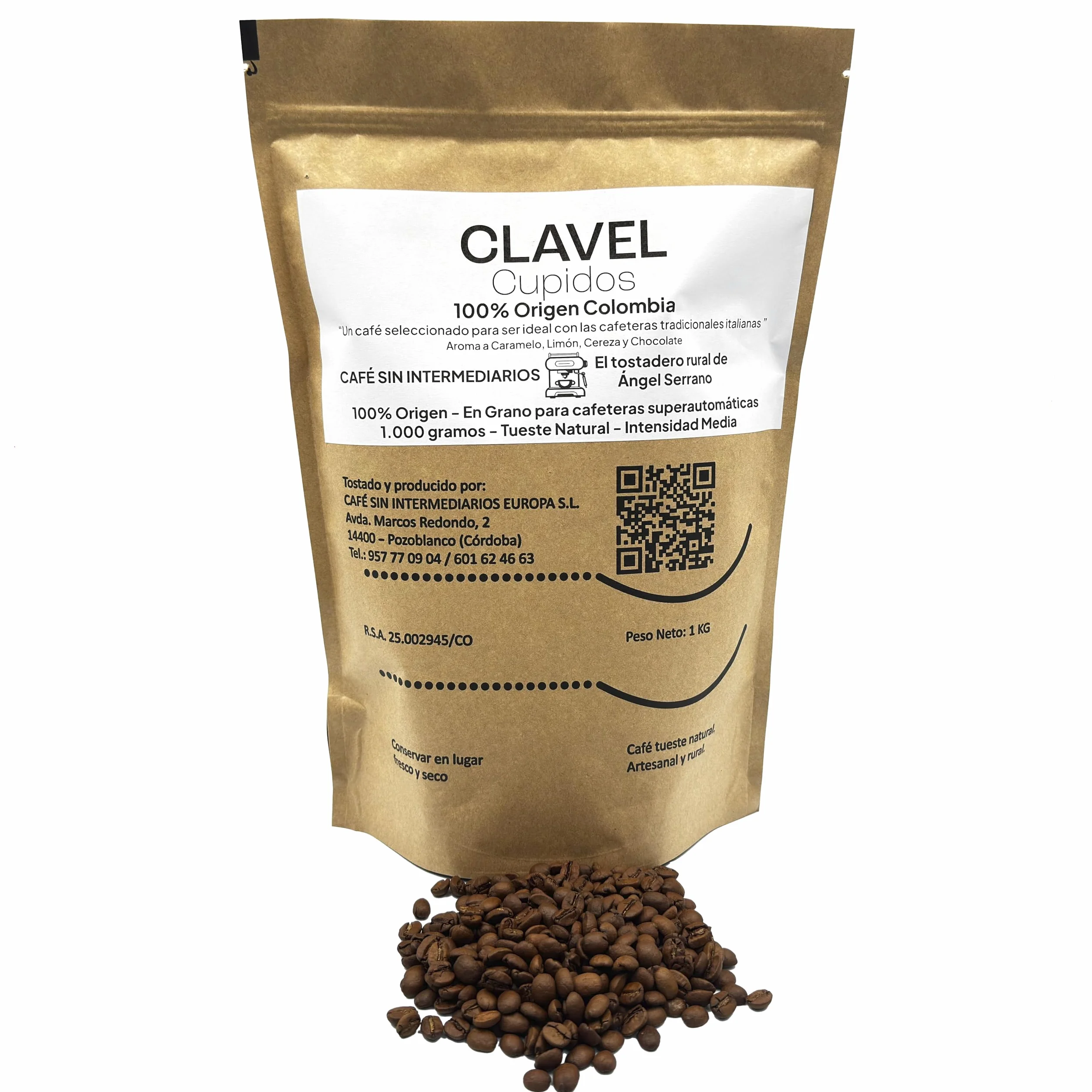 Café Colombia En Grano Para Superautomática 1Kg Clavel Tostado Semanal Intensidad Baja