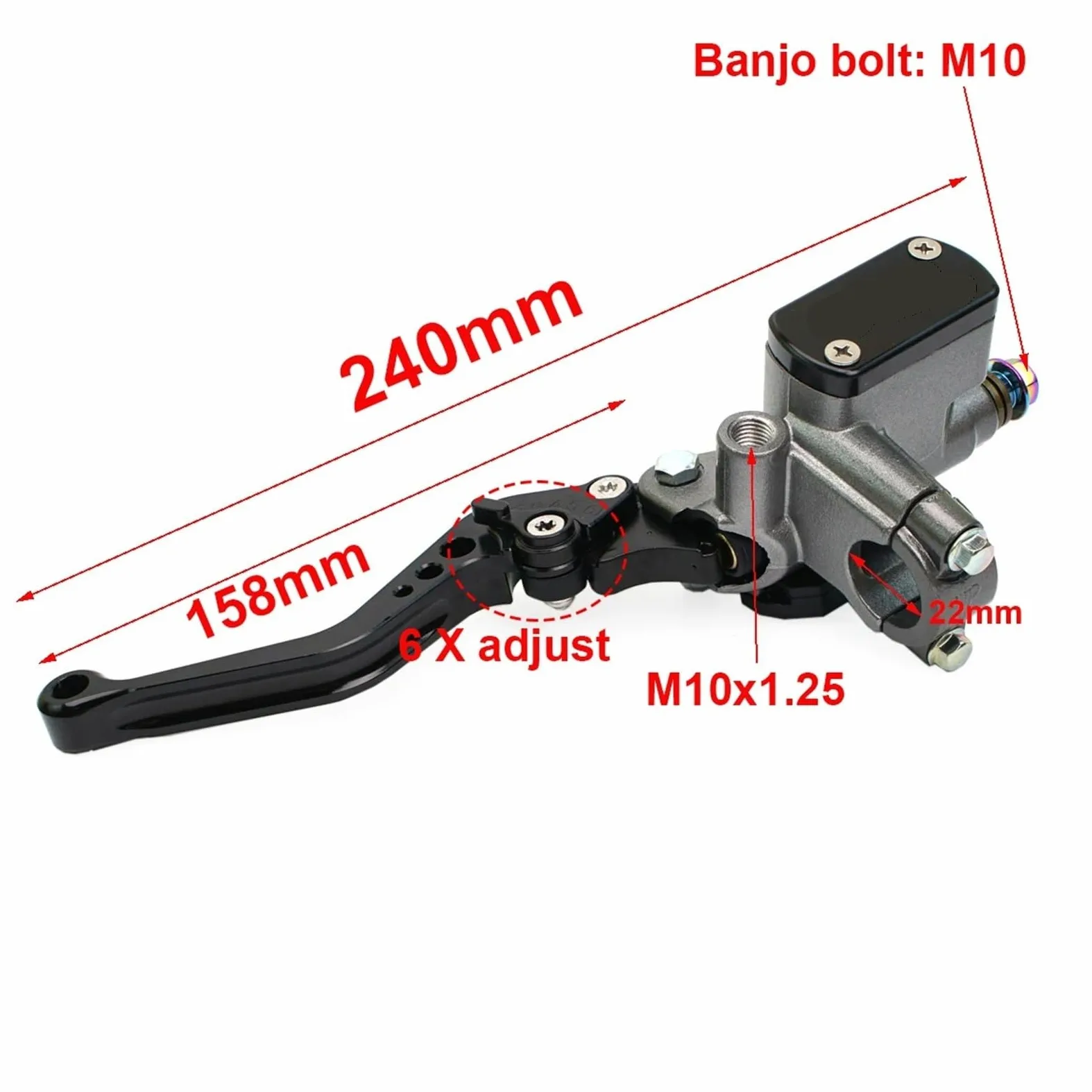 Compatible con Honda, Compatible con el kit Yamaha | Juego de bomba de embrague + bomba de freno de 22 mm.(Black Set)