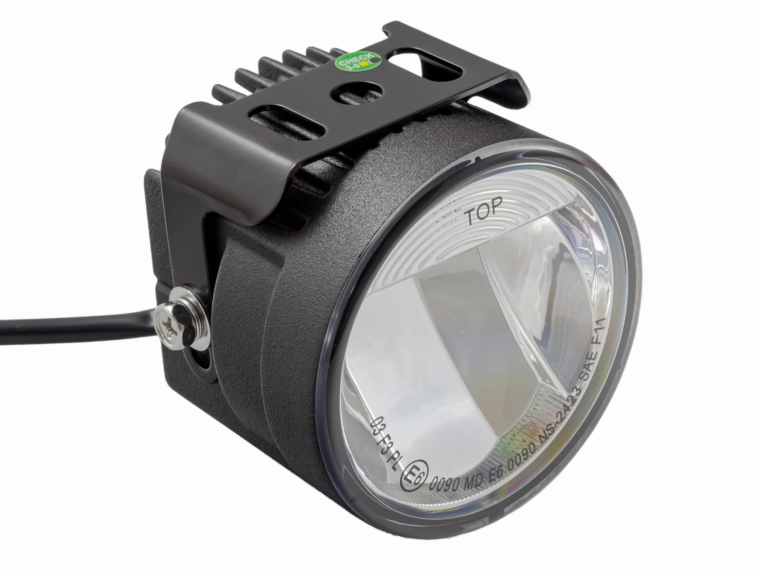 Faro antiniebla Highsider, con una LED High Power, redondo, negro, certificado de seguridad E, 12 V