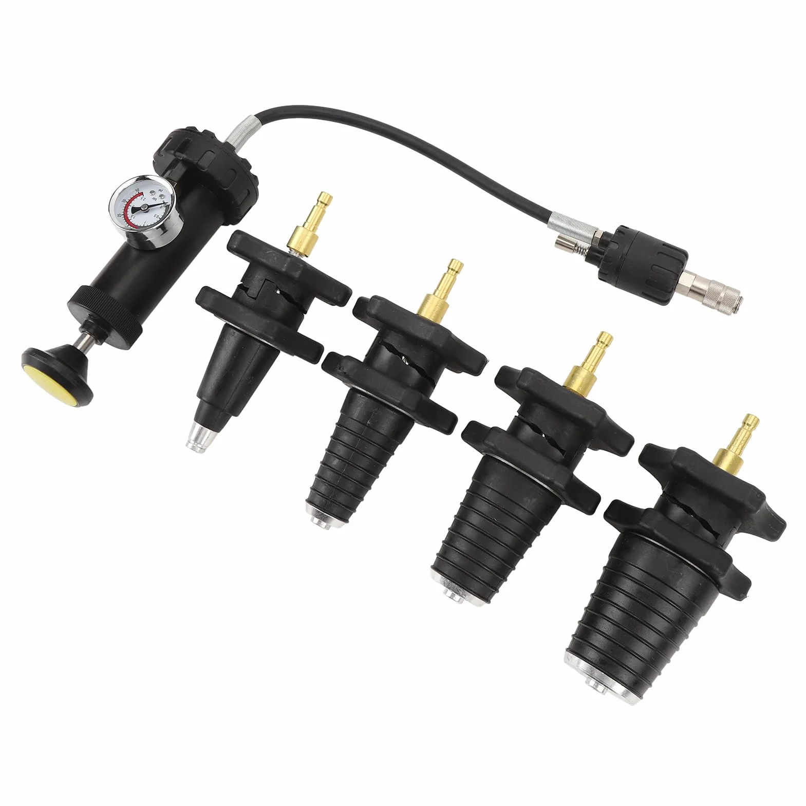 Kit de comprobador de refrigeración automático, probador de presión para refrigeración de coche, 5 piezas, kit para prueba de presión para refrigeración con manómetro eficiente