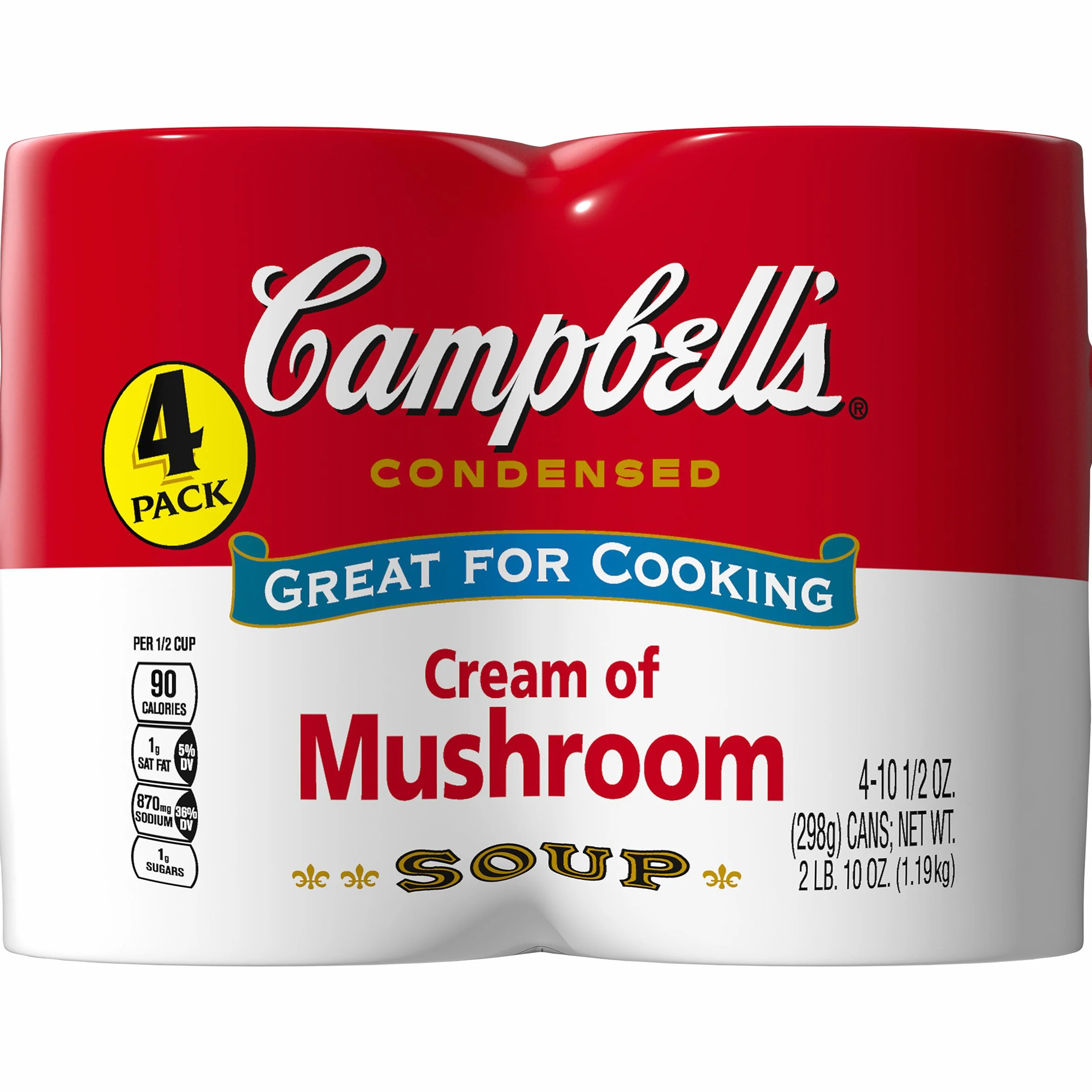 Campbell's Cream of Mushroom Condensed Soup 10.5 oz Pack of 4