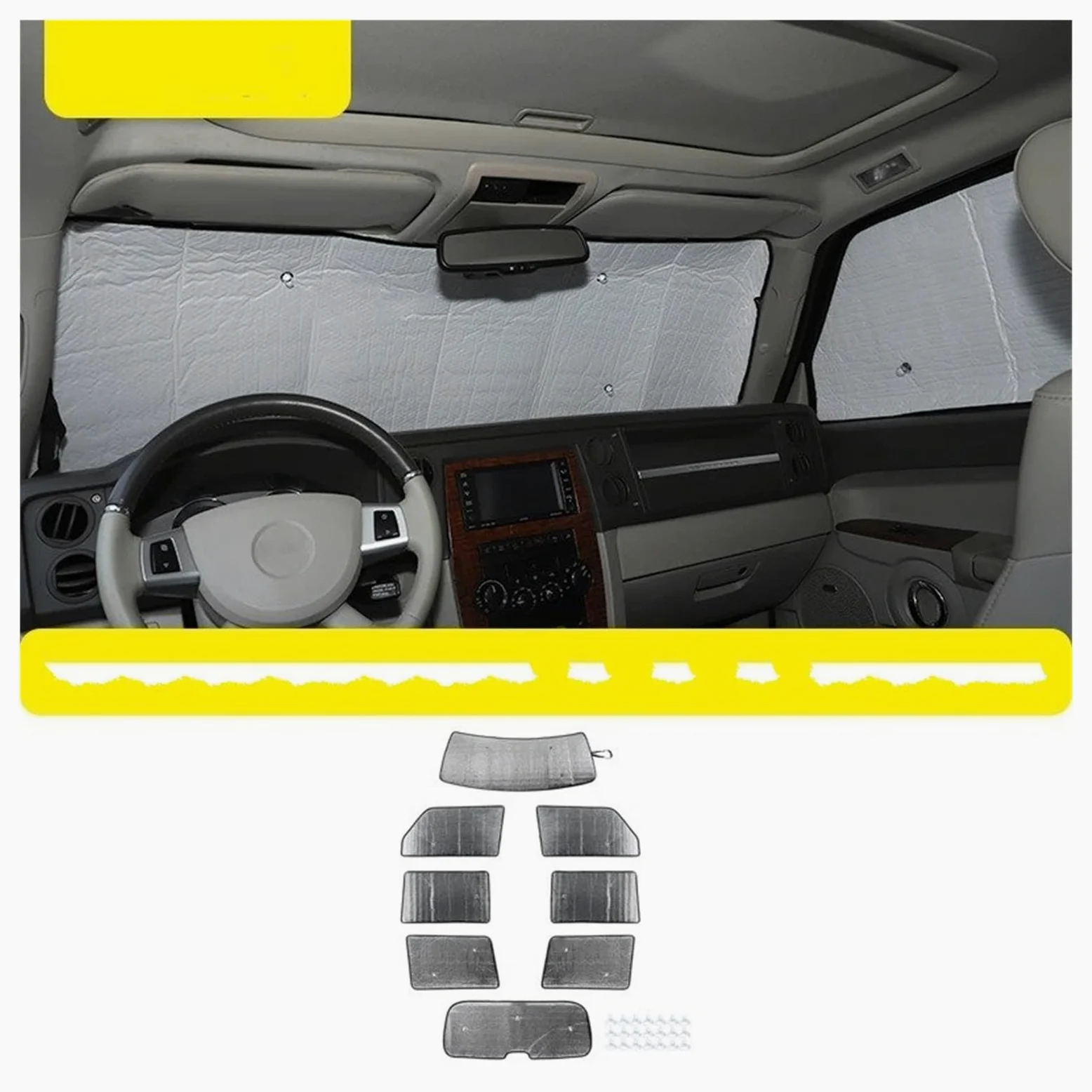 Parasol Delantero Coche Parasol Ventana Parabrisas Delantero Trasero Coche Cubierta Protectora Visera Sol para Jeep para Grand para Commander 2006 2007-2010