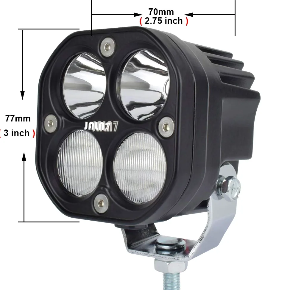 2Pcs LED Faro Delantero de Coche 40W Luz Antiniebla Foco de Trabajo Combo 12V 24V 4500lm Impermeable 4led Cuadrado Luz Blanca para Moto Tractor Barco Camión ATV UTV SUV