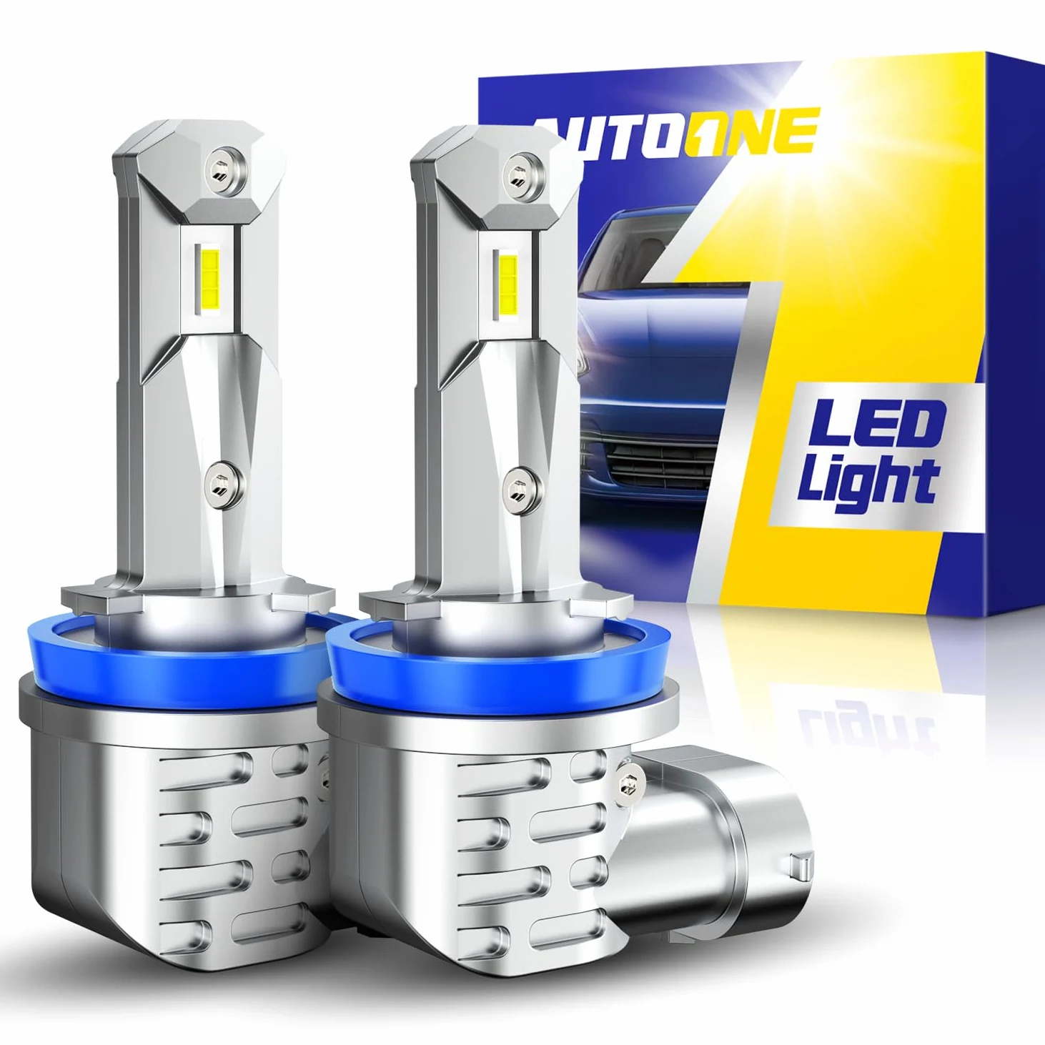 AUTOONE H8 H9 H11 - Bombillas de luz antiniebla de repuesto directa H11 de 16000 lm, tamaño mini, sin ventilador, paquete de 2