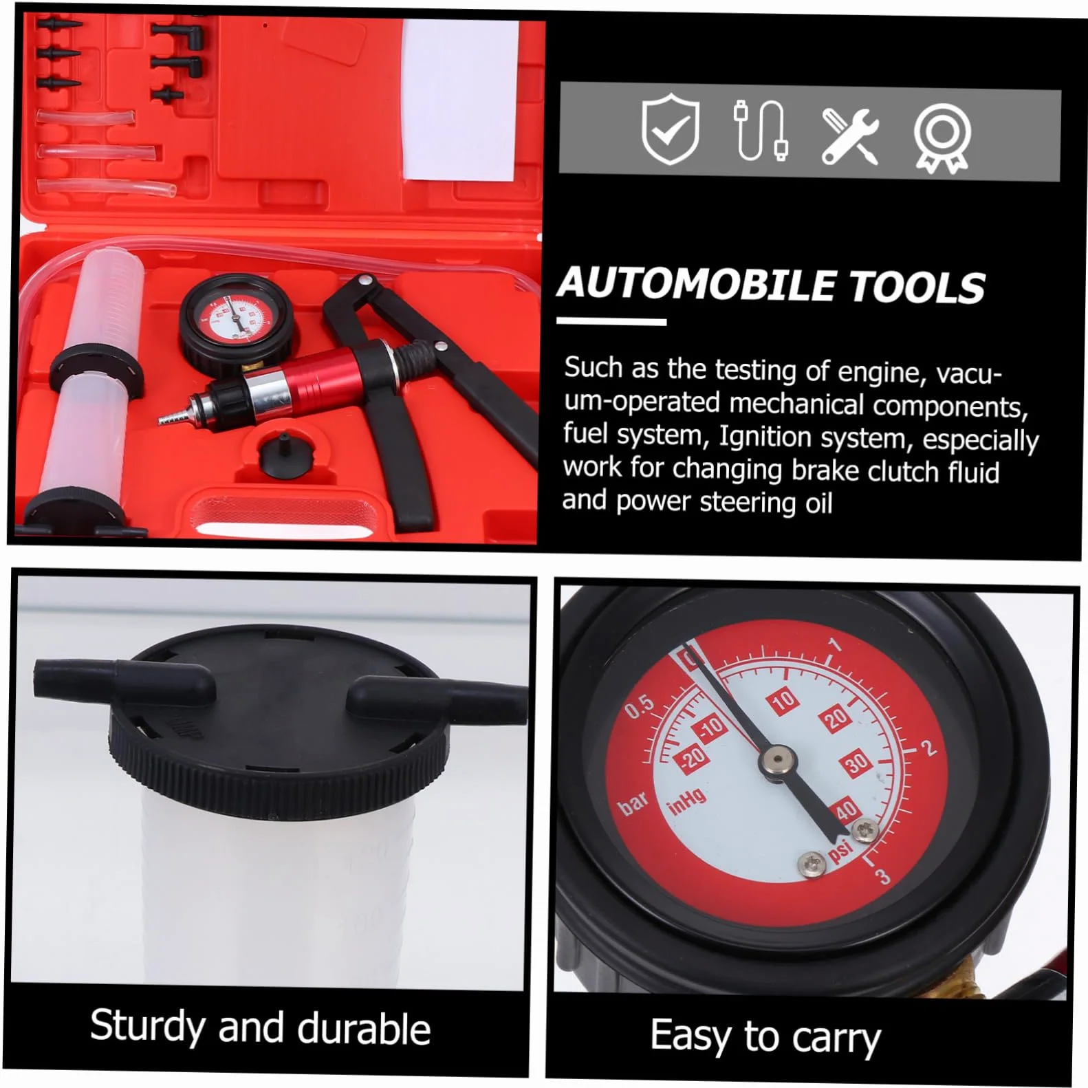 Ciieeo Bomba De Líquido De Frenos Manual para Coche Kit De Purga De Frenos Bomba De Vacío Herramienta para Purgar Líquido De Embrague para Mantenimiento De Vehículos