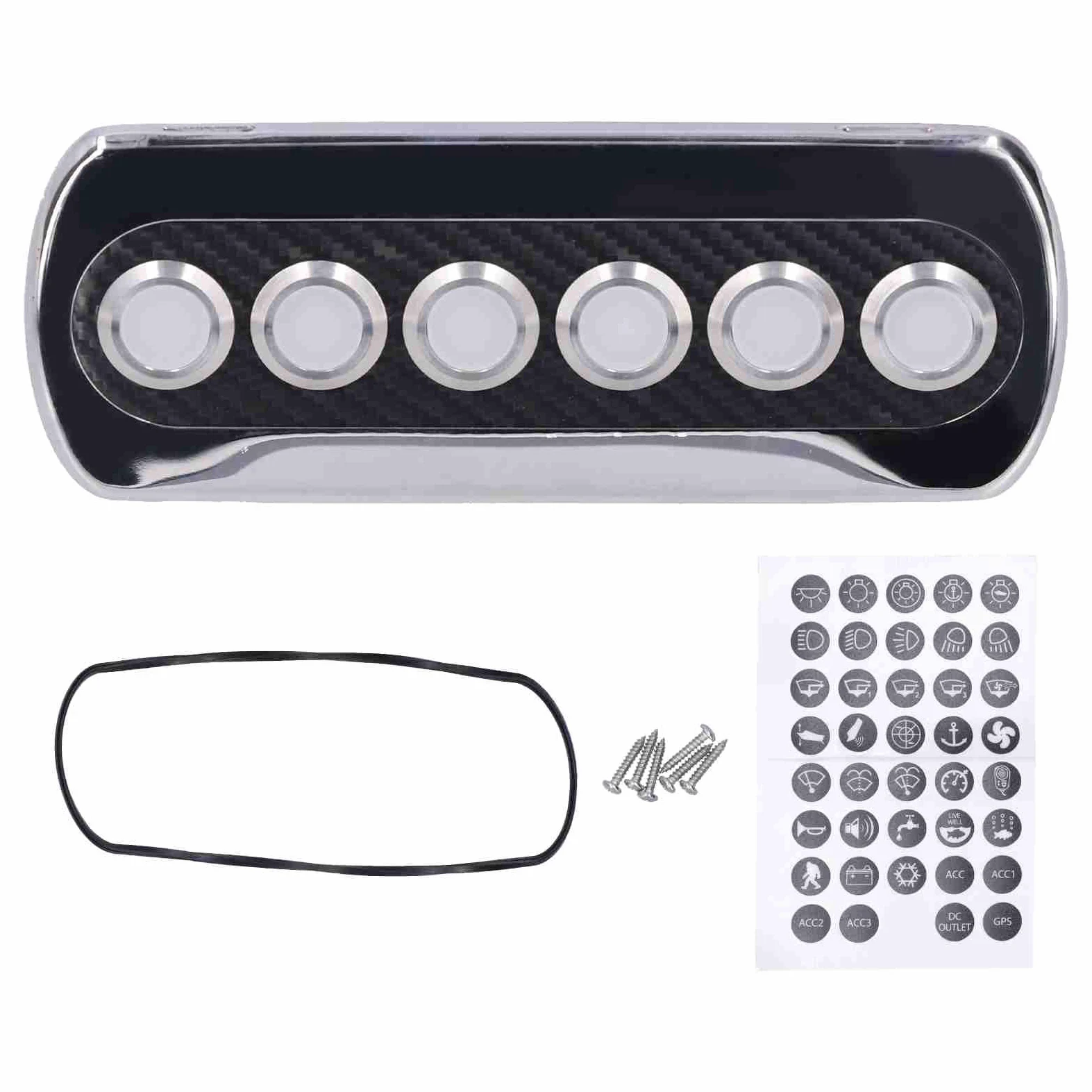 Panel de Interruptor de Fibra de Carbono de 12V 20A con Retroiluminación LED para Modificación Impermeable de Yates y Vehículos Recreativos