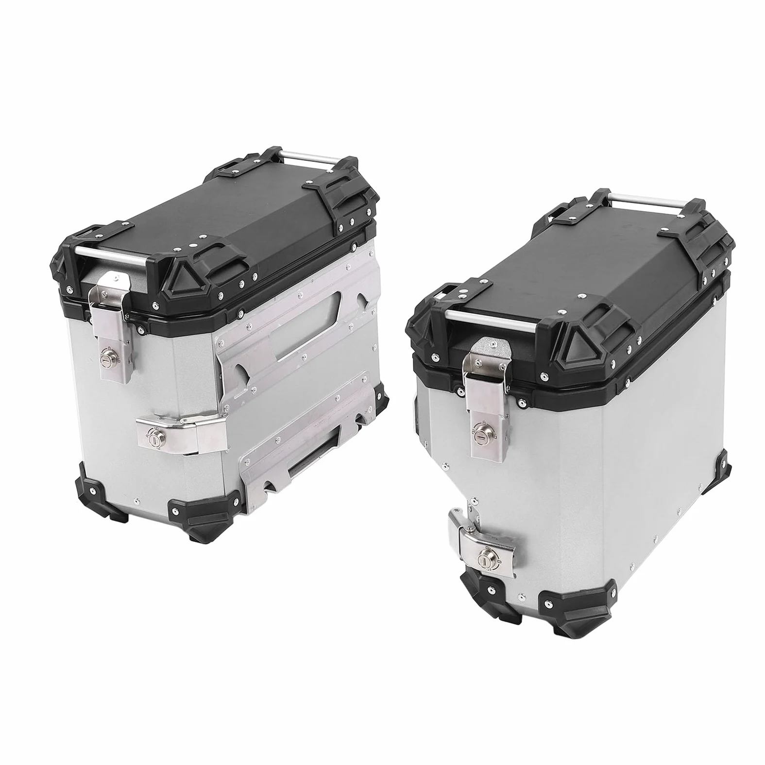 Maleta Lateral para Motocicleta de 38L con Cerradura para Almacenamiento Seguro y Fácil Transporte Universal para Conductores Aleación de Aluminio (Plata)