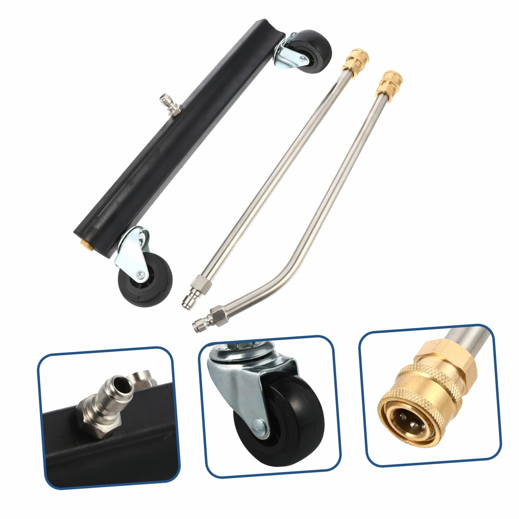 DOITOOL Cepillo Rueda Giratoria y Liberación Rápida para Hidrolavadora de Alta Presión Limpiador de Chasis de Acero Inoxidable y Latón para Limpieza bajo Vehículo y Suelos