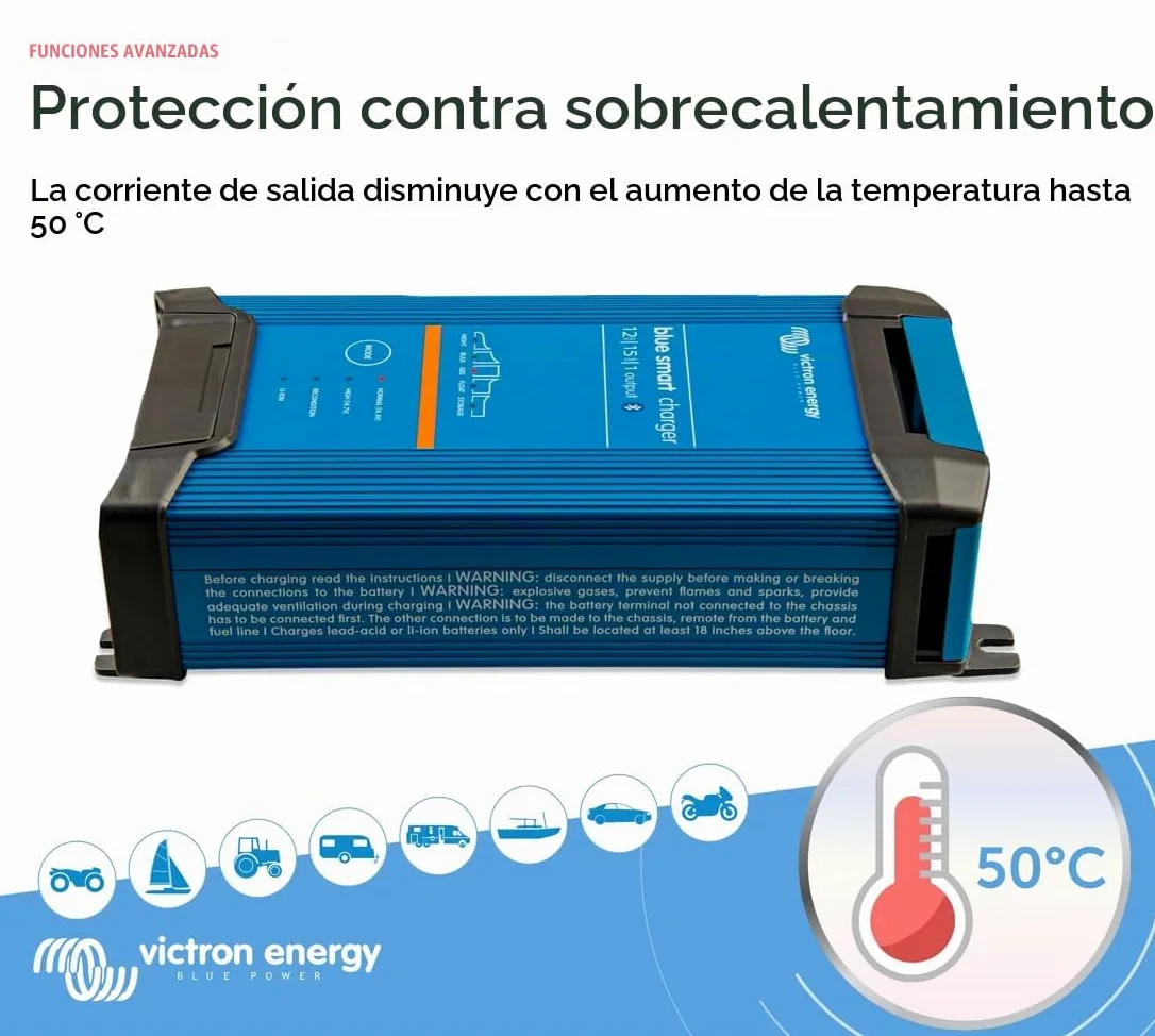 Victron Energy - Cargadore 15A 12V Victron Energy Blue Smart IP22 Bluetooth 12/15 1 Schuko - BPC121542002