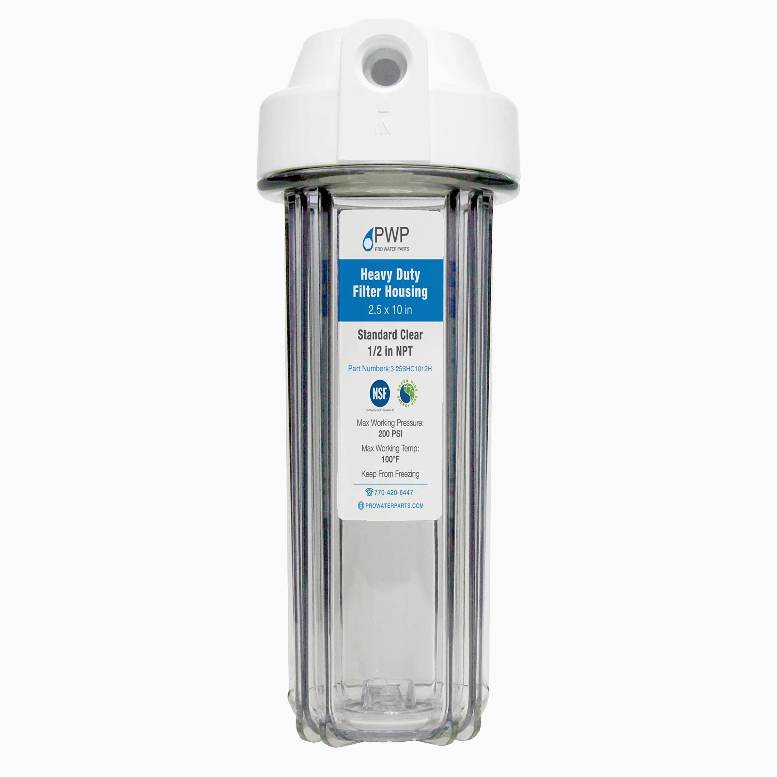 Carcasa transparente de filtro RV con filtro de carbón activado de alta eficiencia de 6,3 x 25,4 cm, puertos NPT de 1,27 cm, sustituye a FRE-10H