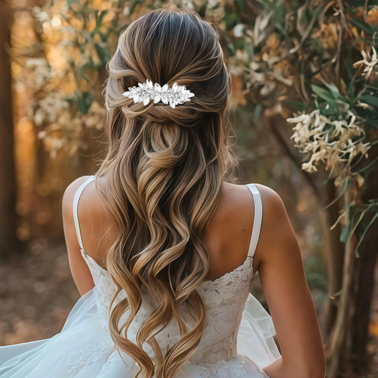 Horquillas de strass para mujeres accesorios para el cabello con flores plateadas brillantes pasadores de cristal