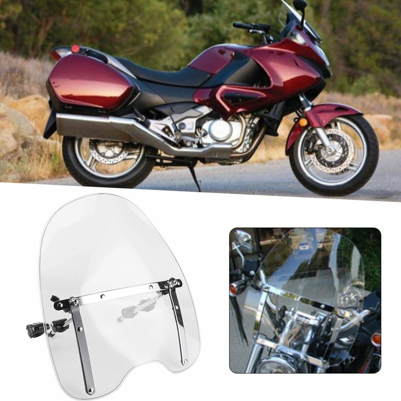 Deflector de Viento para Motocicleta, Accesorio de Conducción Parabrisas Universal para Motocicleta Parabrisas Duradero para Motocicleta para Modificación de Molduras para Piezas de(transparente)