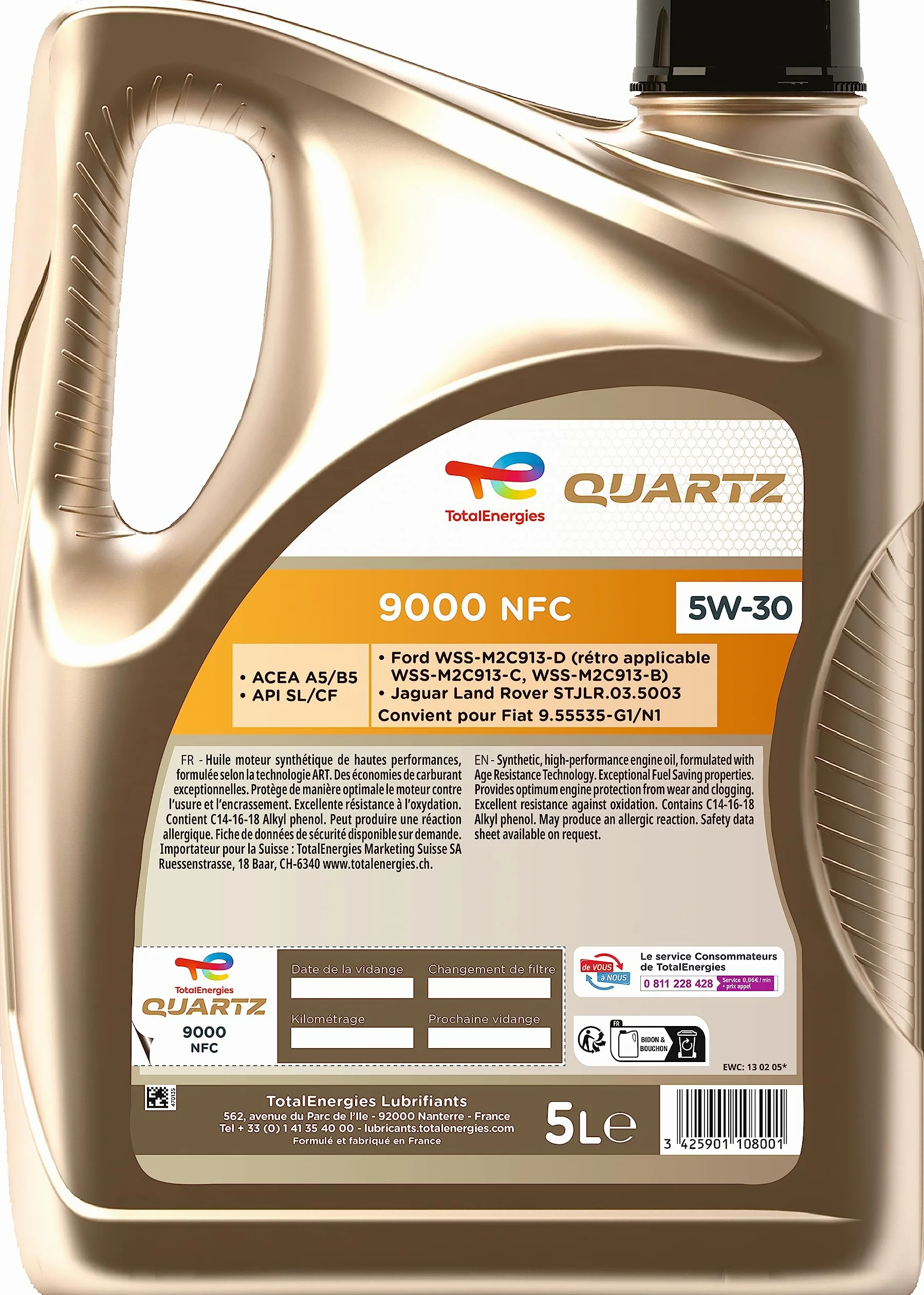 Olio motore - Totalnergies - Quartz 9000 NFC 5W -30 - 5L