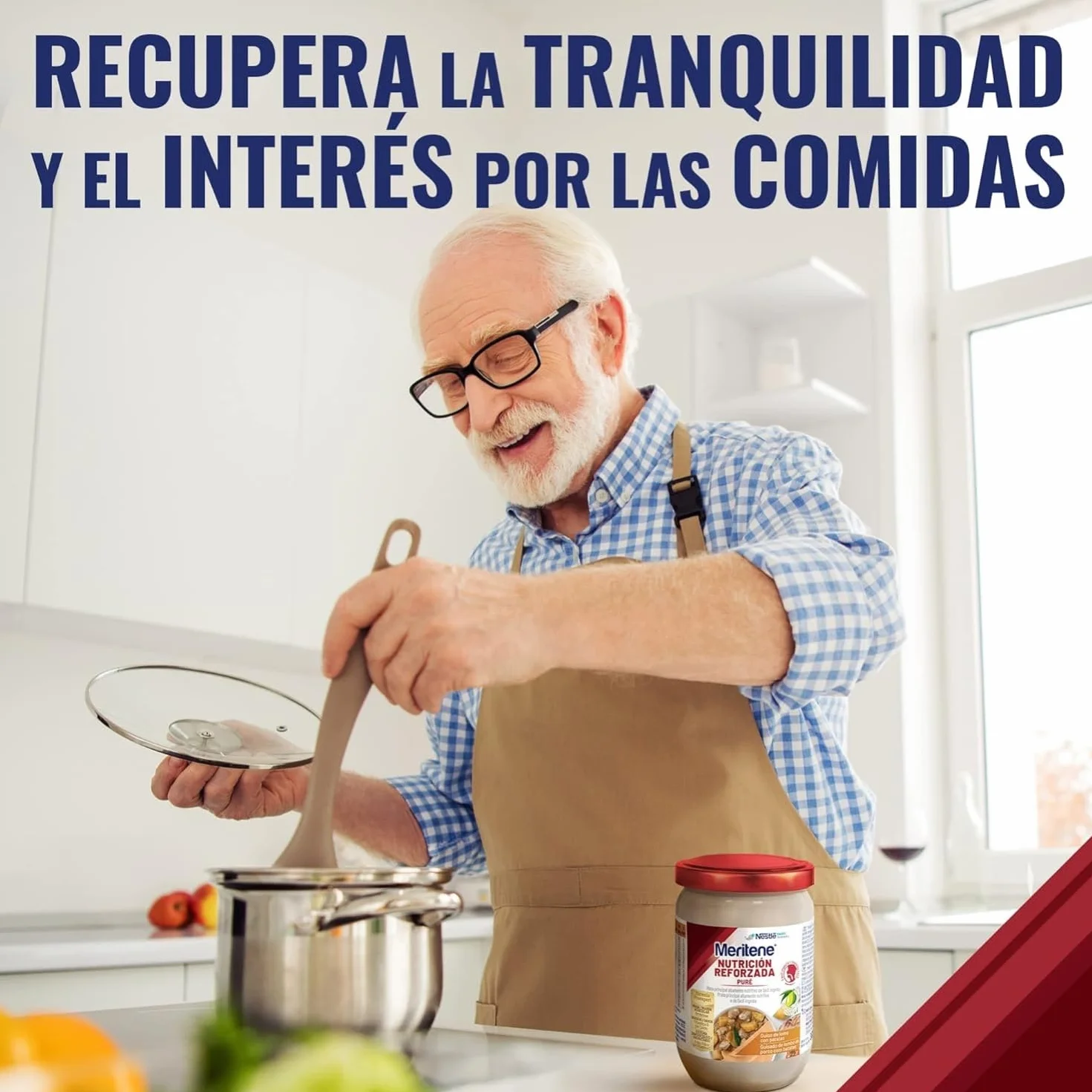 Meritene Puré de Guiso de Lomo con Patatas 300 gr Alimento Nutritivo para Adultos con Dificultad para Tragar